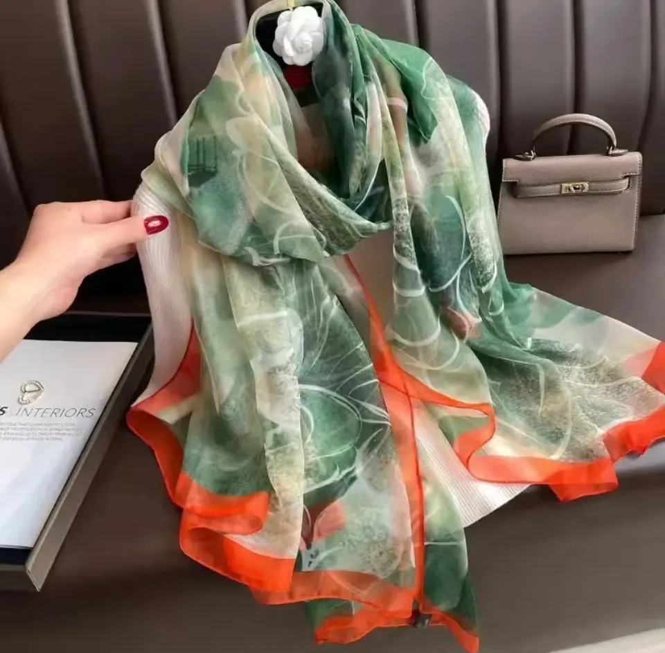 Superior Scarf Women's Summer Thin Sunscreen Scarf Large Shawl Long Scarf All-match Elegant Printing display picture 9