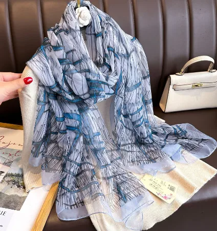 Superior Scarf Women's Summer Thin Sunscreen Scarf Large Shawl Long Scarf All-match Elegant Printing display picture 10