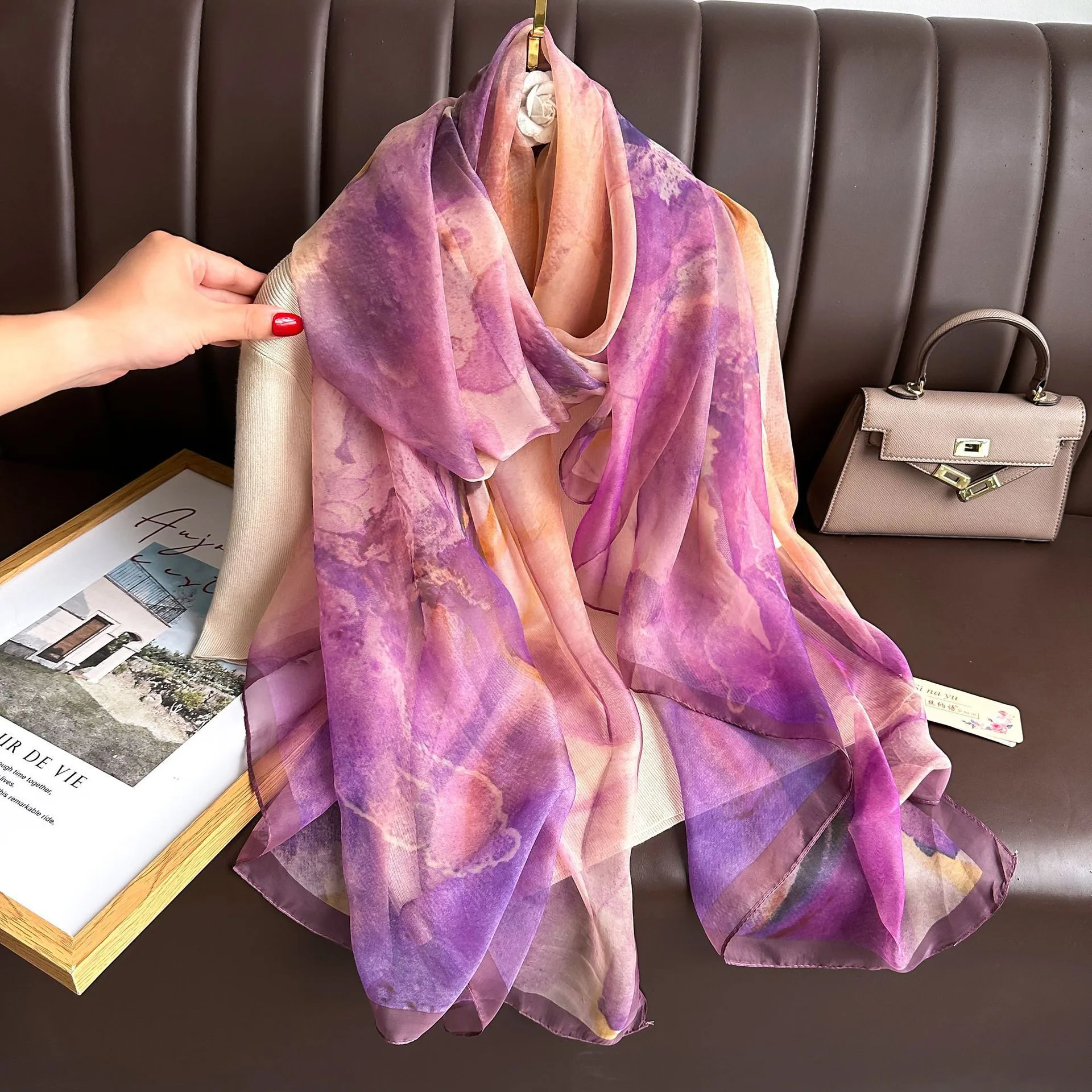 Superior Scarf Women's Summer Thin Sunscreen Scarf Large Shawl Long Scarf All-match Elegant Printing display picture 19