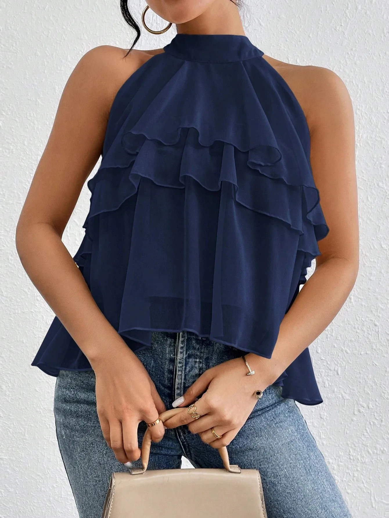 Fashion Casual Summer New French Shoulder Neck Ear Small Shirt Short Top display picture 2