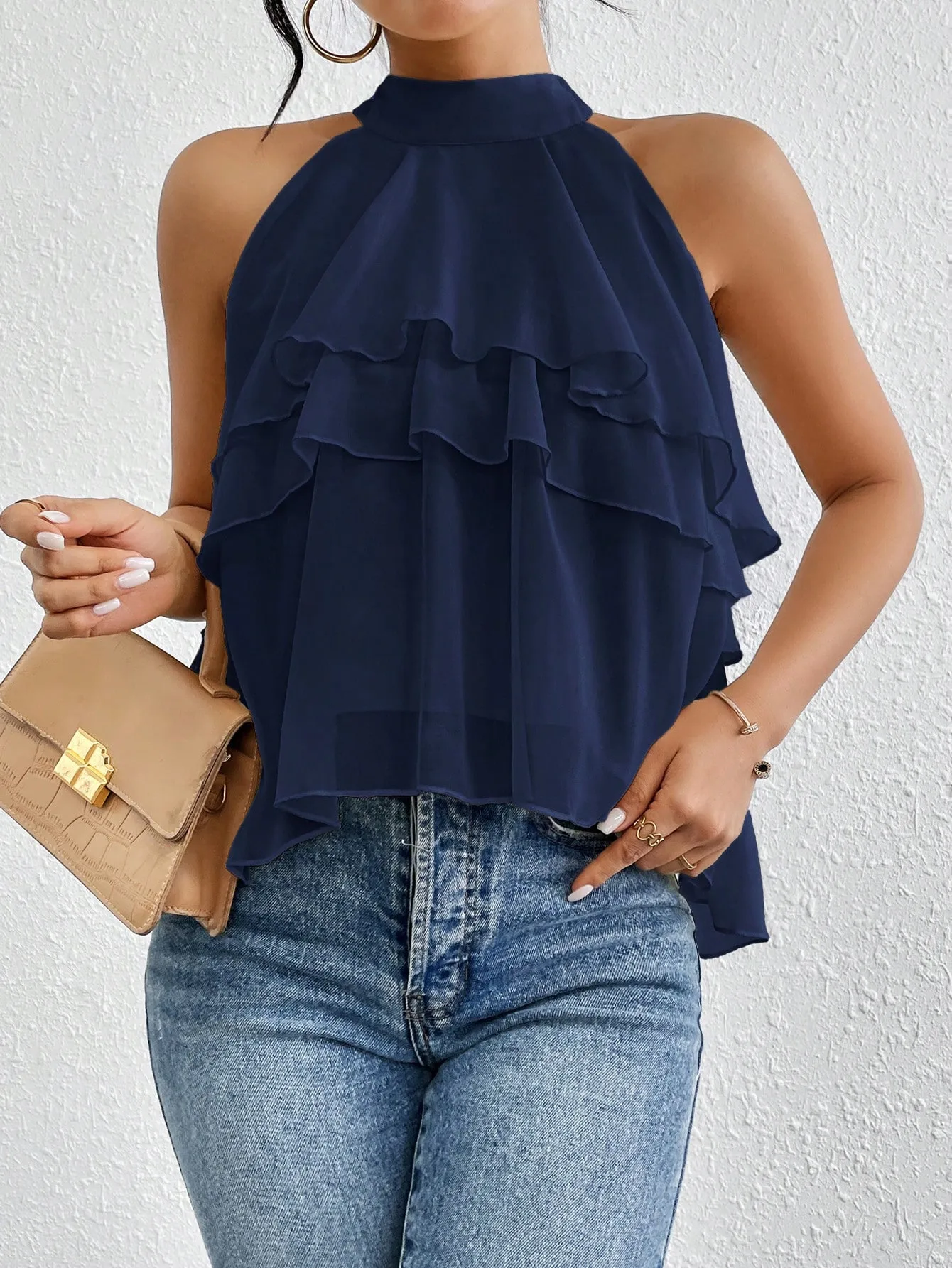 Fashion Casual Summer New French Shoulder Neck Ear Small Shirt Short Top display picture 3