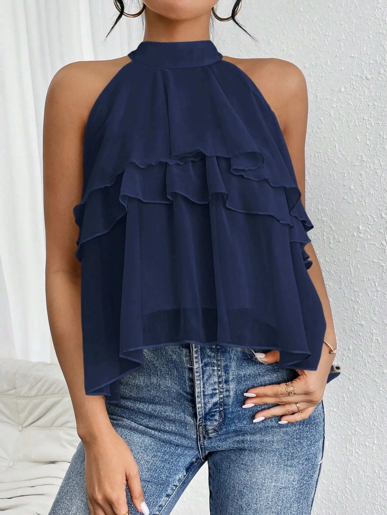 Fashion Casual Summer New French Shoulder Neck Ear Small Shirt Short Top display picture 5