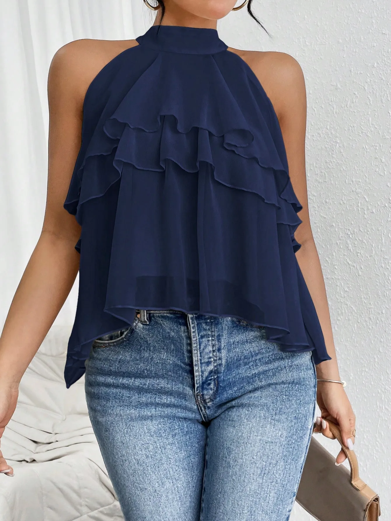Fashion Casual Summer New French Shoulder Neck Ear Small Shirt Short Top display picture 6