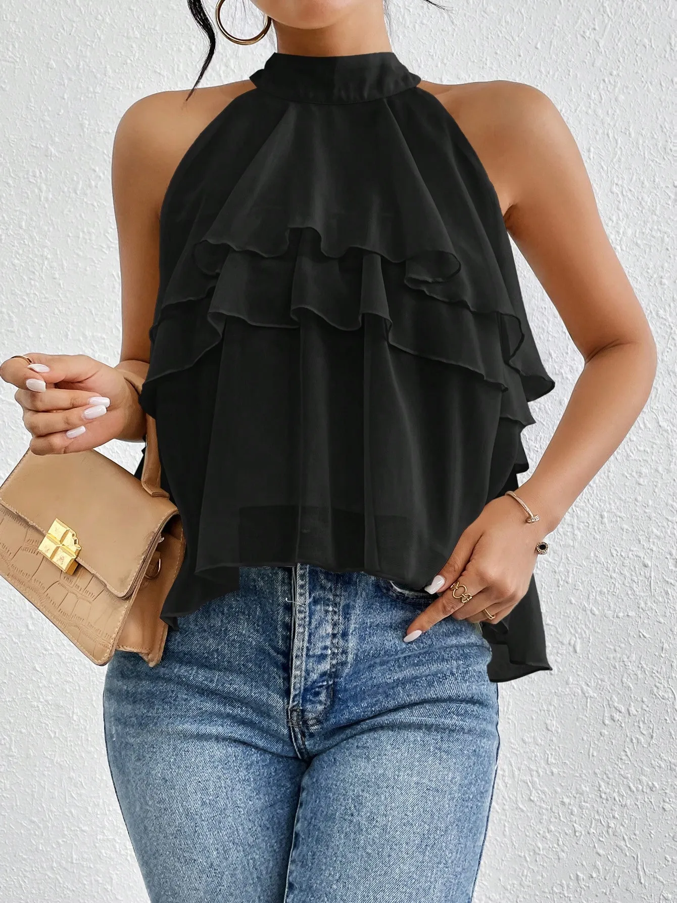 Fashion Casual Summer New French Shoulder Neck Ear Small Shirt Short Top display picture 9
