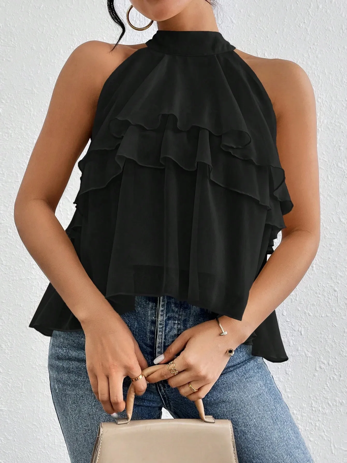 Fashion Casual Summer New French Shoulder Neck Ear Small Shirt Short Top display picture 10