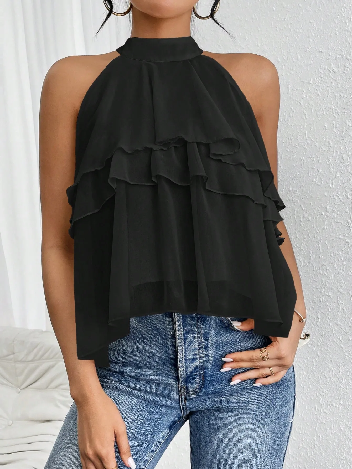 Fashion Casual Summer New French Shoulder Neck Ear Small Shirt Short Top display picture 11