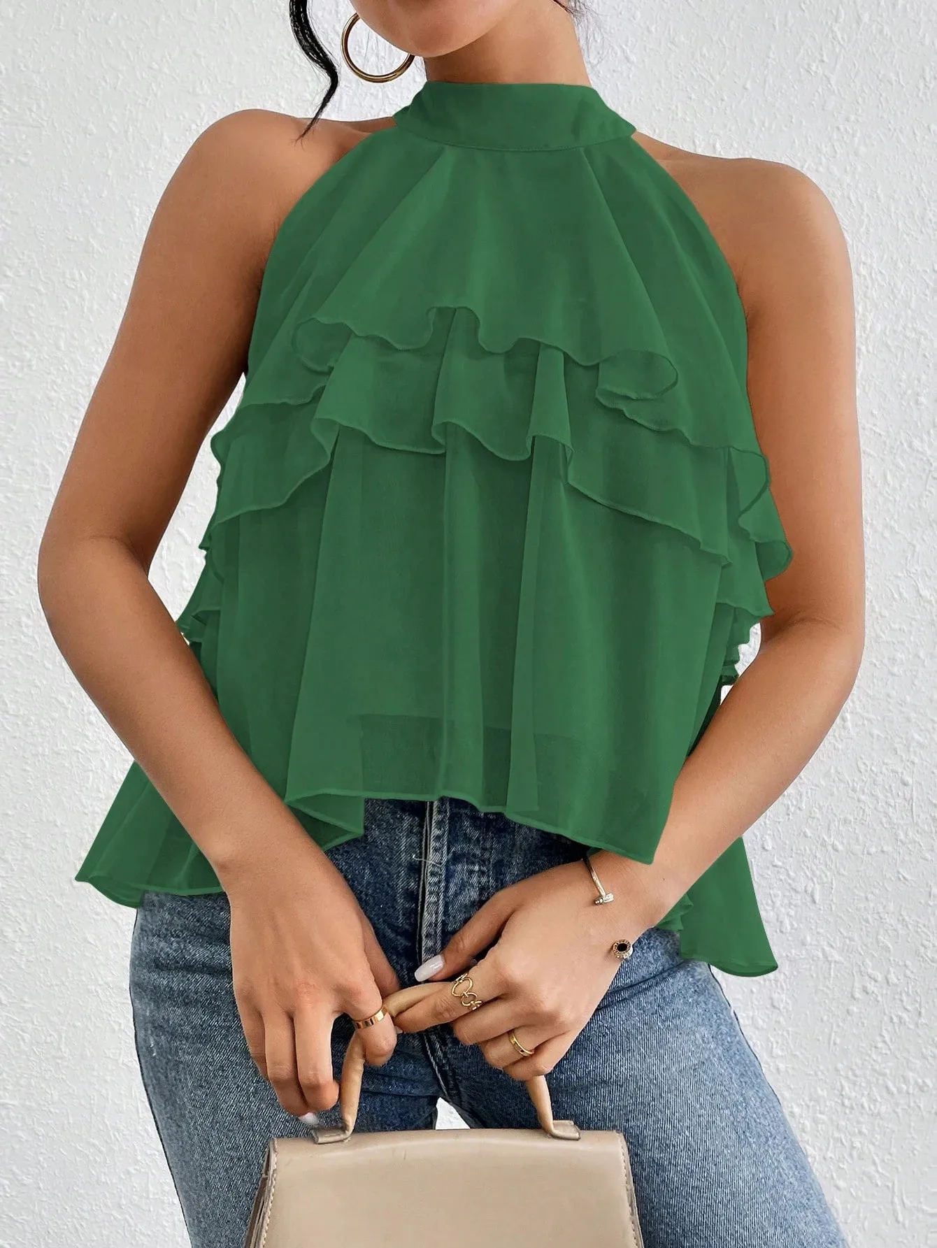 Fashion Casual Summer New French Shoulder Neck Ear Small Shirt Short Top display picture 15