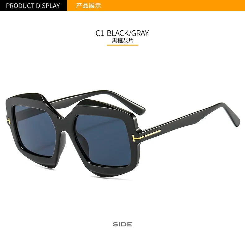 New Irregular T-shaped Sunglasses Color Men And Women INS Personalized Fashion Retro Modern Sunglasses 9096 display picture 5