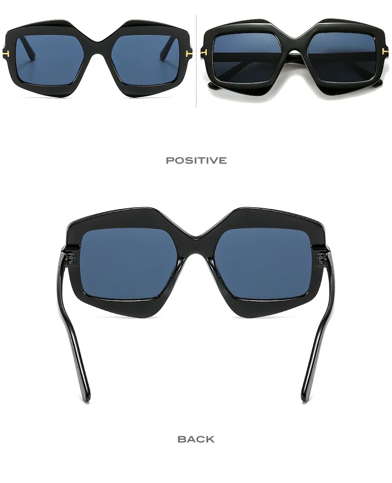 New Irregular T-shaped Sunglasses Color Men And Women INS Personalized Fashion Retro Modern Sunglasses 9096 display picture 6