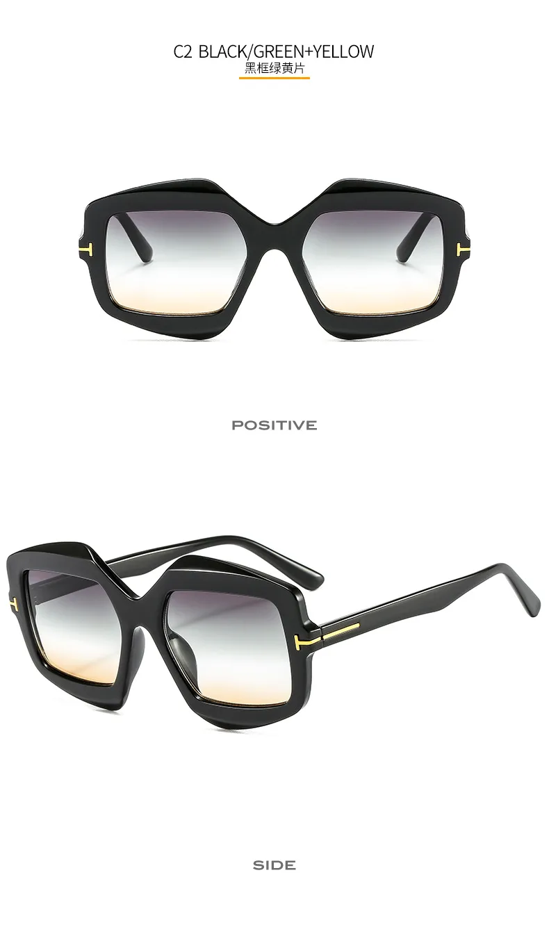 New Irregular T-shaped Sunglasses Color Men And Women INS Personalized Fashion Retro Modern Sunglasses 9096 display picture 7