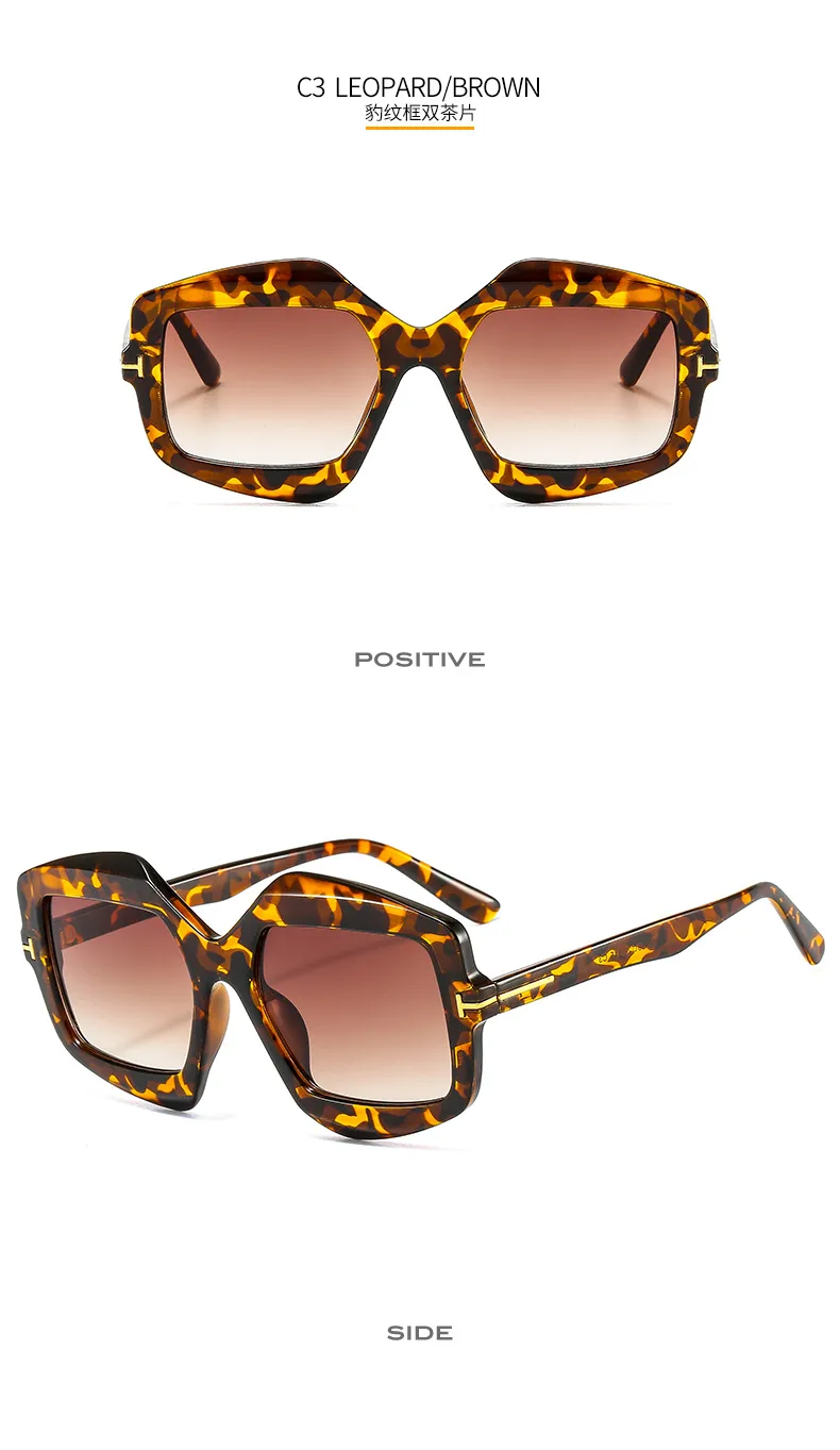 New Irregular T-shaped Sunglasses Color Men And Women INS Personalized Fashion Retro Modern Sunglasses 9096 display picture 8