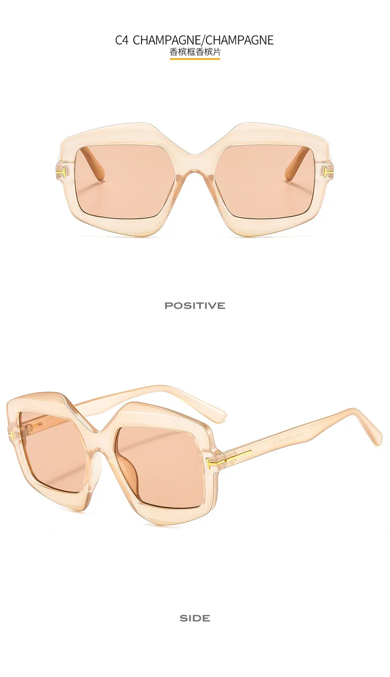 New Irregular T-shaped Sunglasses Color Men And Women INS Personalized Fashion Retro Modern Sunglasses 9096 display picture 9