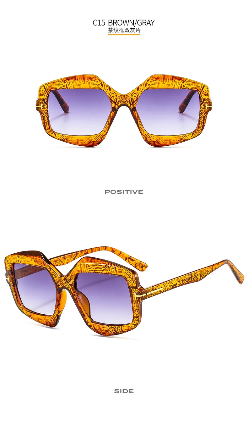New Irregular T-shaped Sunglasses Color Men And Women INS Personalized Fashion Retro Modern Sunglasses 9096 display picture 10