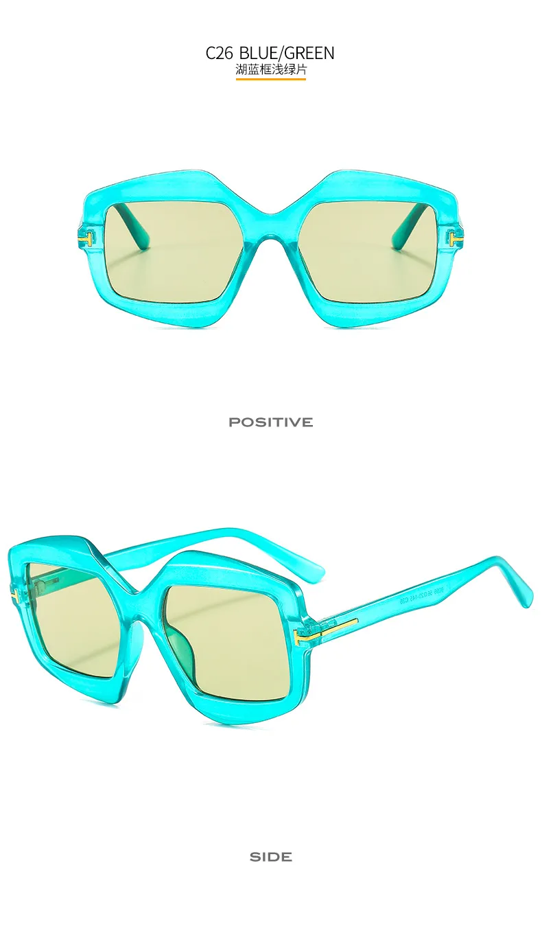 New Irregular T-shaped Sunglasses Color Men And Women INS Personalized Fashion Retro Modern Sunglasses 9096 display picture 11