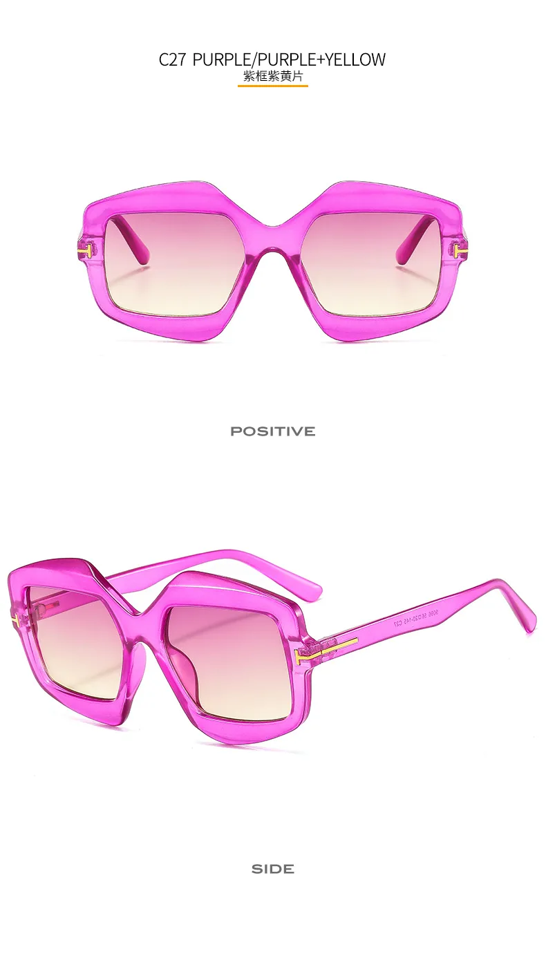 New Irregular T-shaped Sunglasses Color Men And Women INS Personalized Fashion Retro Modern Sunglasses 9096 display picture 12
