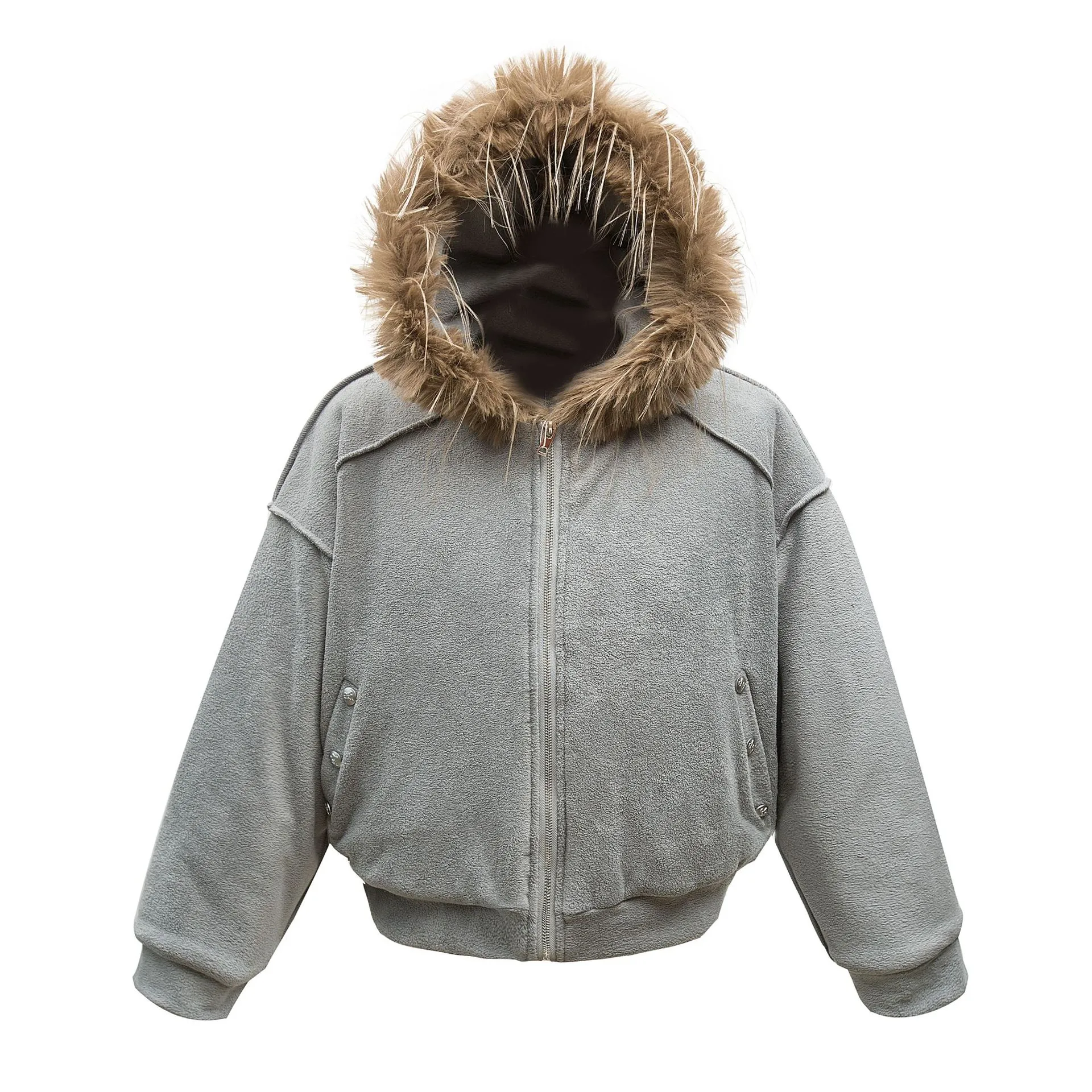 Jiayiku Tide Brand  New Winter Fur Collar Fleece-lined Cotton-padded Jacket Coat American Retro Lamb Wool Warm Cotton-padded Jacket display picture 3