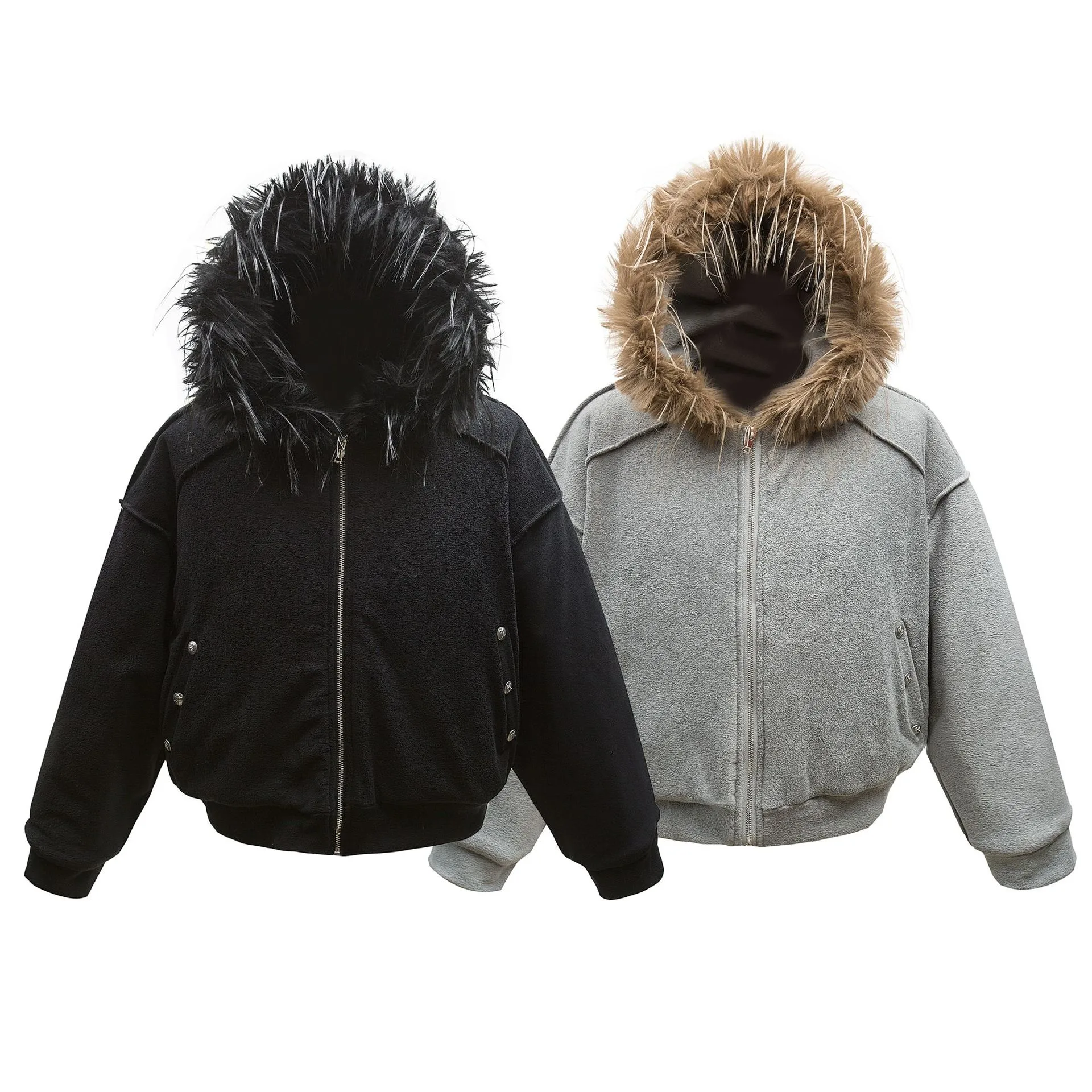 Jiayiku Tide Brand  New Winter Fur Collar Fleece-lined Cotton-padded Jacket Coat American Retro Lamb Wool Warm Cotton-padded Jacket display picture 2