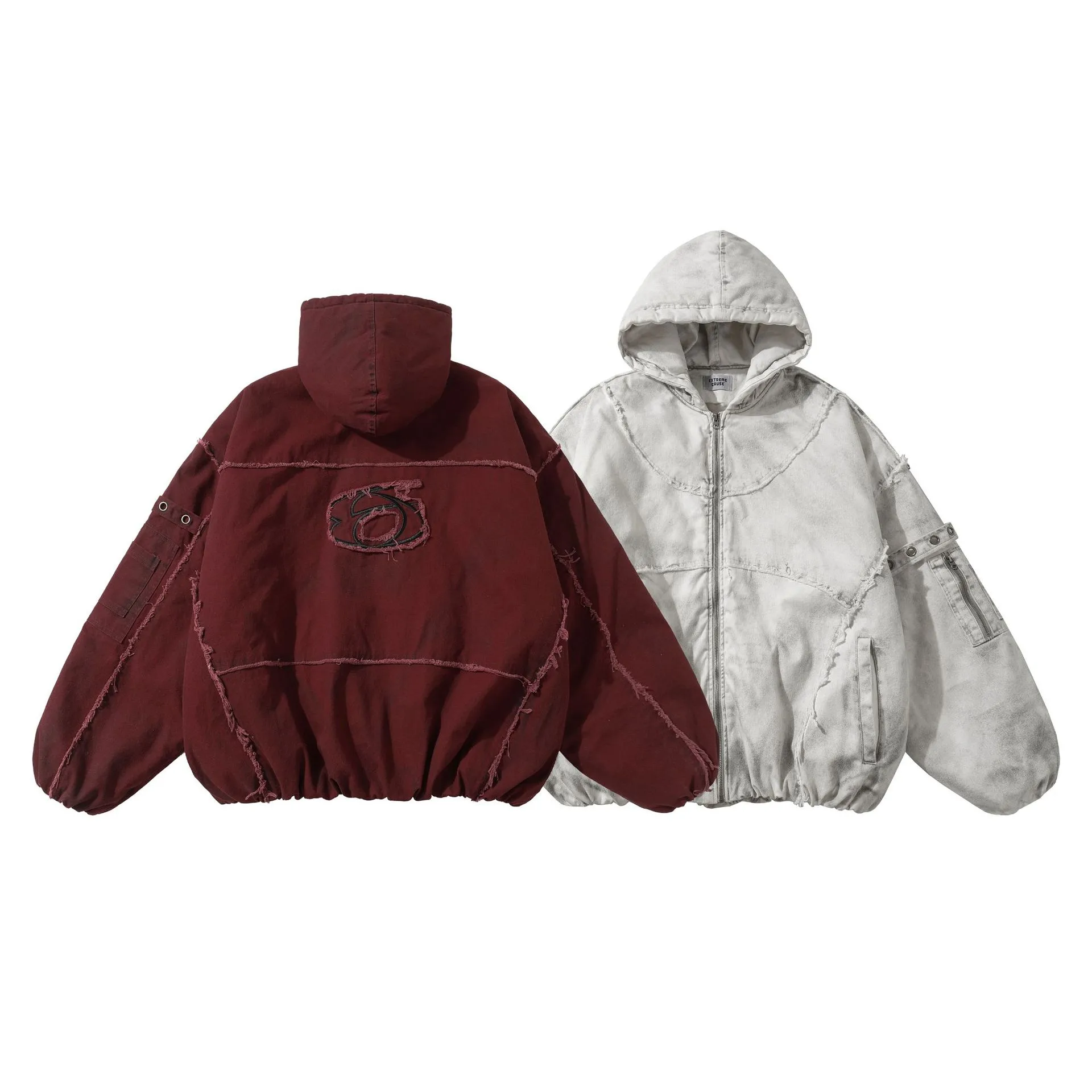 Jiayiku Tide Brand  Winter New Waste Earth Style American Street Dirty Dyed Rough Edge Old Thickened Warm Cotton-padded Jacket display picture 2