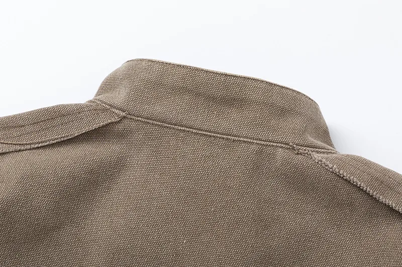 Jiayiku Men's  Autumn And Winter New American Retro Stitching Design Wash Rough Edge Vertical Collar Jacket Coat display picture 10