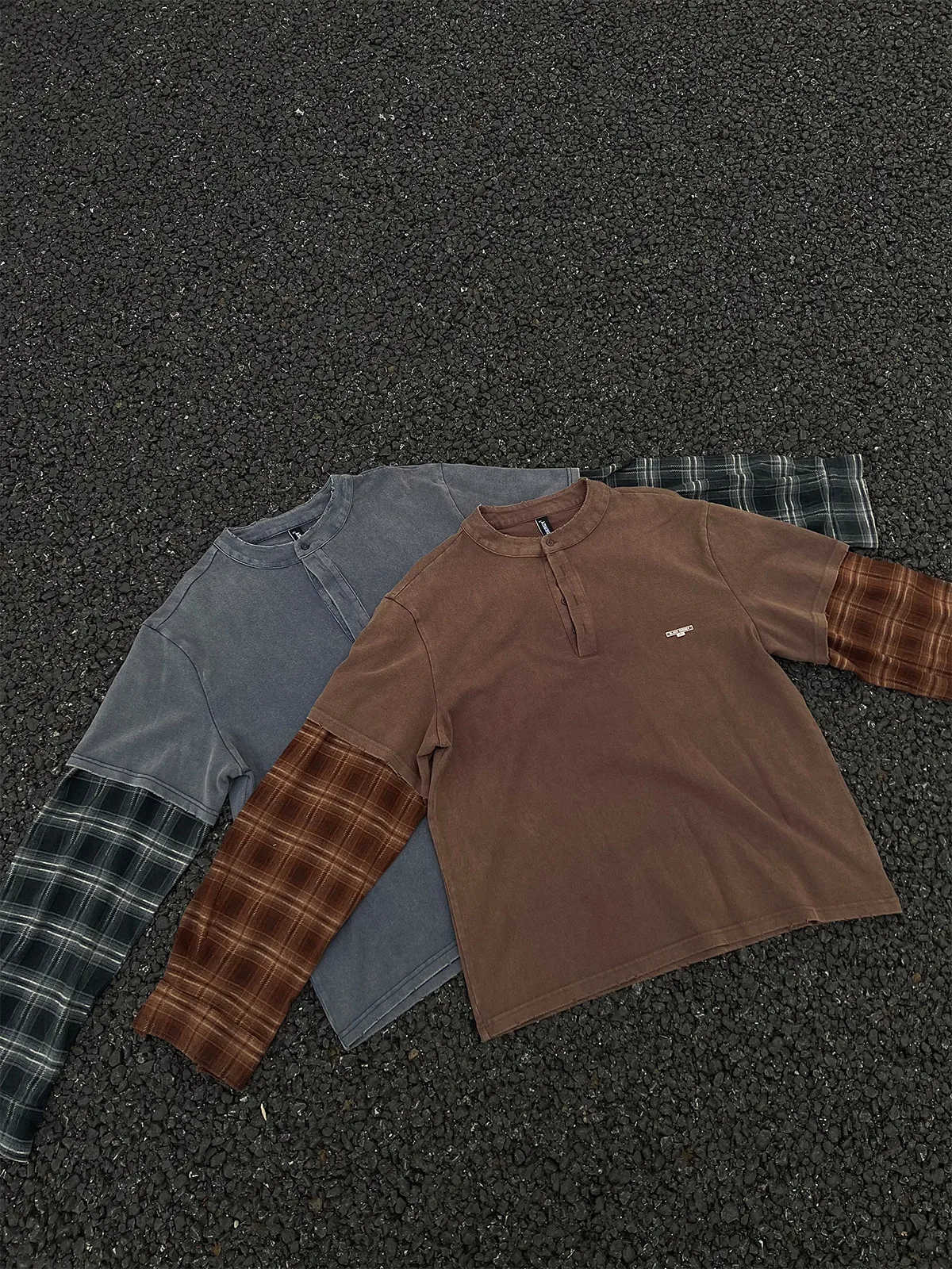 Jiayiku Men's  Spring New American Street Fashion Brand Retro Washed Batik Plaid Fake Two-Piece Sweater display picture 10