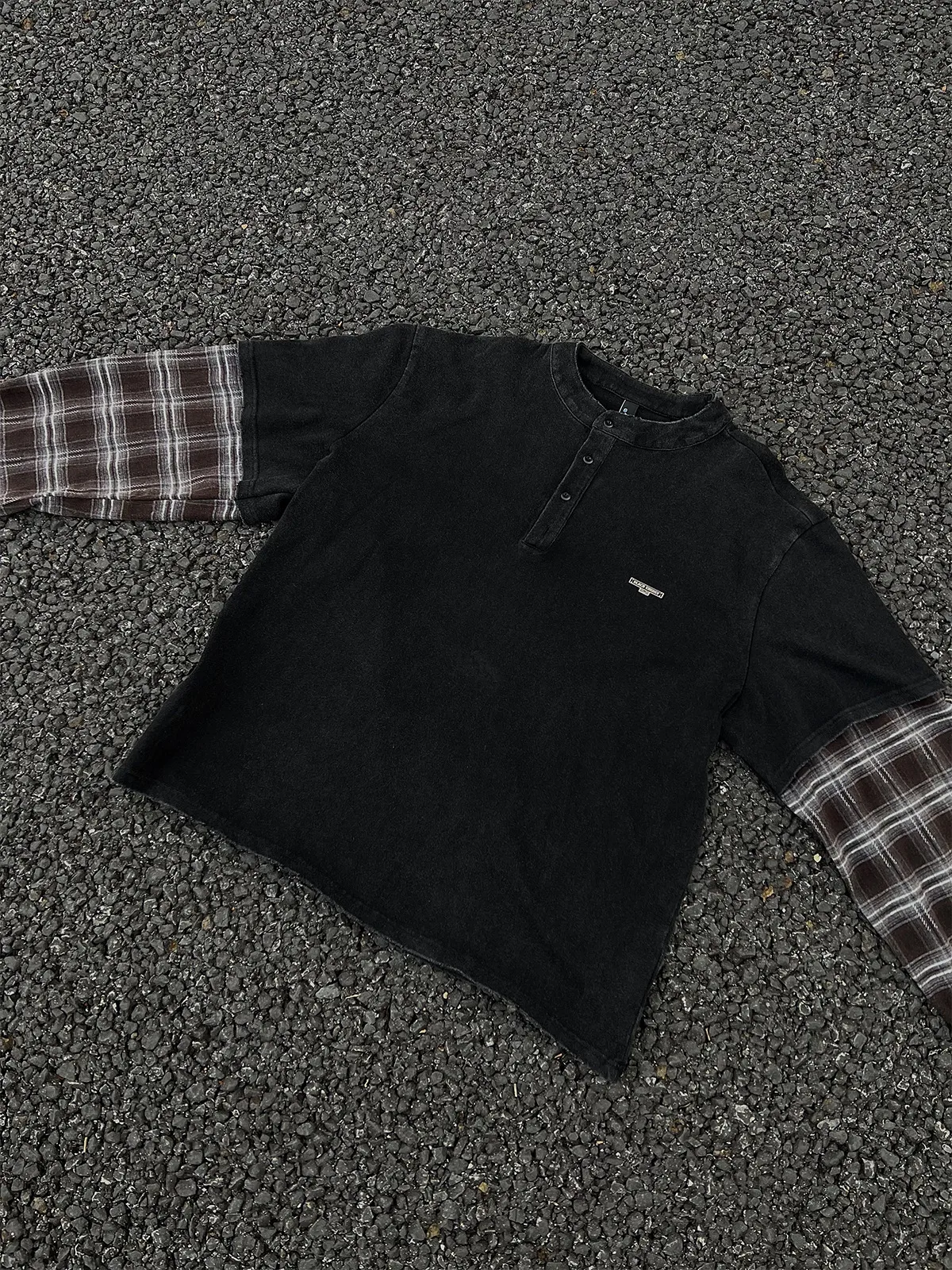Jiayiku Men's  Spring New American Street Fashion Brand Retro Washed Batik Plaid Fake Two-Piece Sweater display picture 13