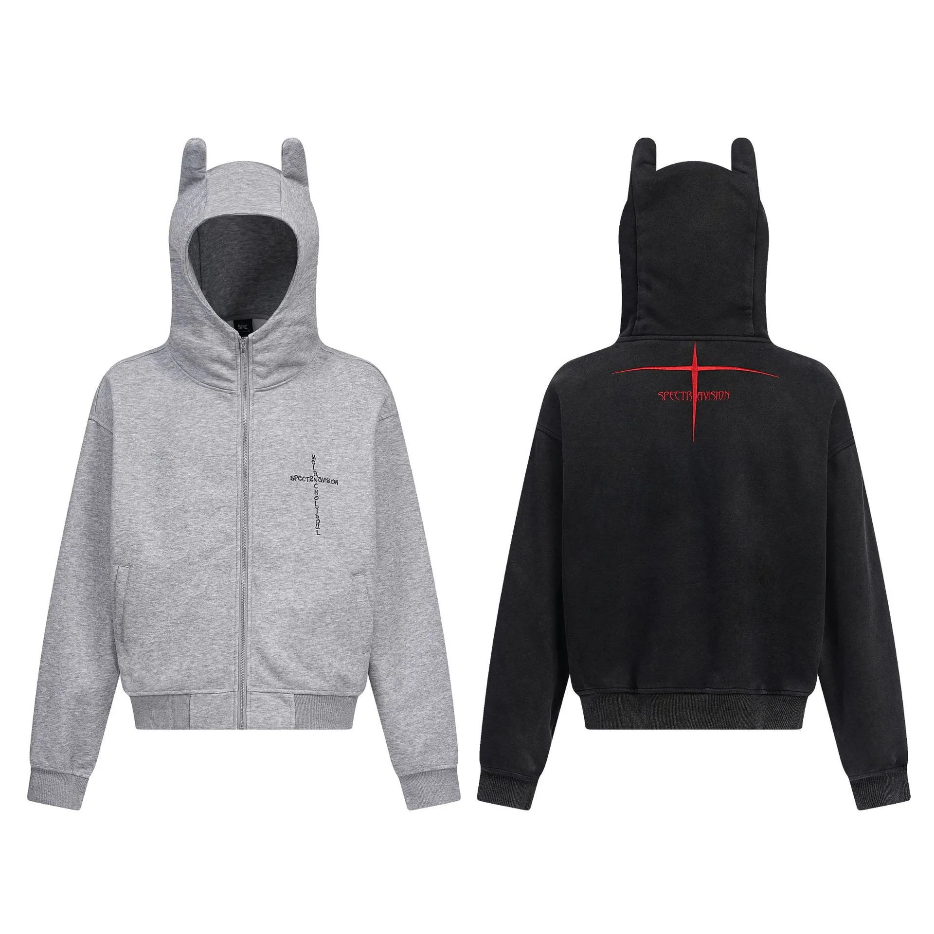 Jiayiku Men's  New American Street Hoodie Spring And Autumn Deviruchi Ear Washed Cardigan Zipper Sweater display picture 2