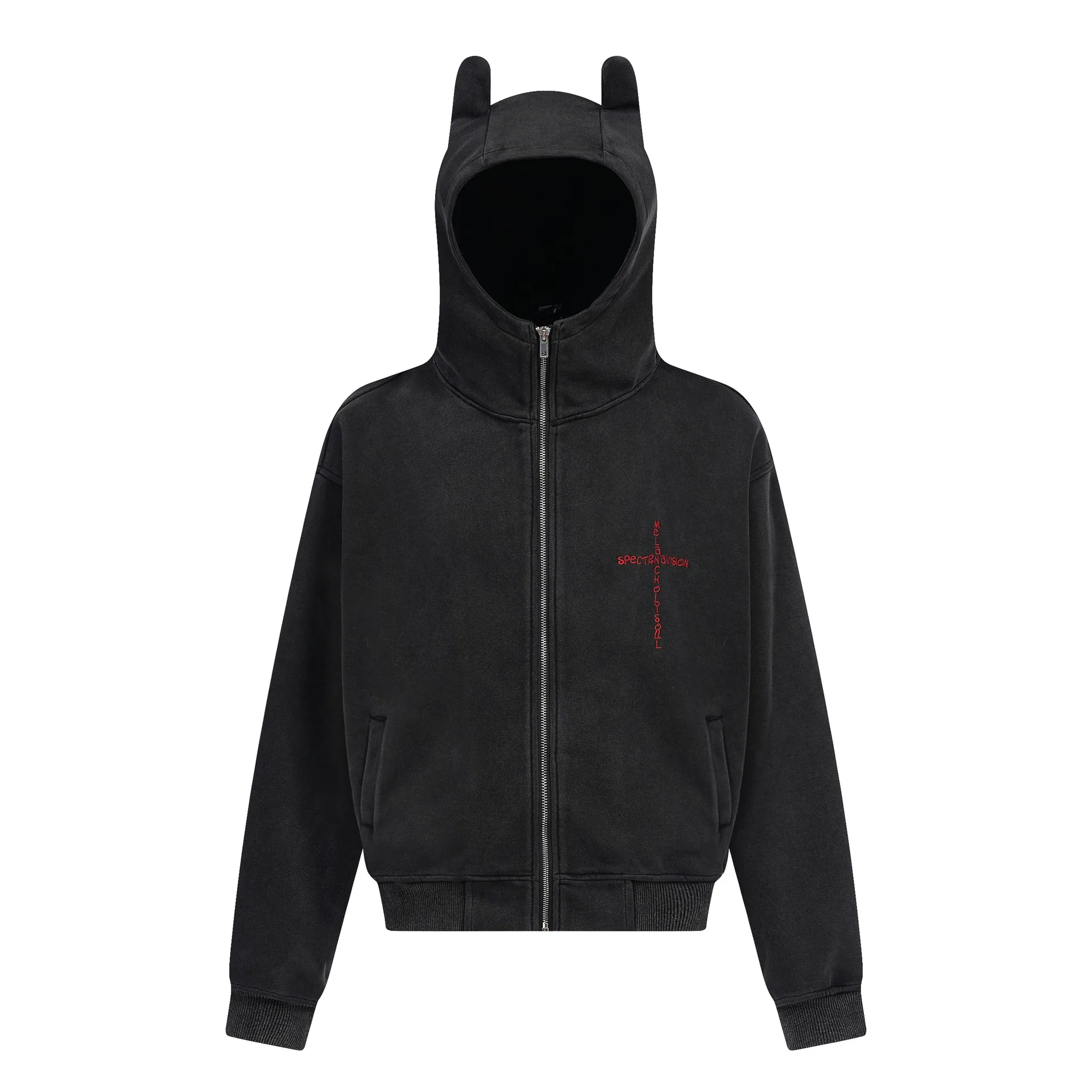 Jiayiku Men's  New American Street Hoodie Spring And Autumn Deviruchi Ear Washed Cardigan Zipper Sweater display picture 3