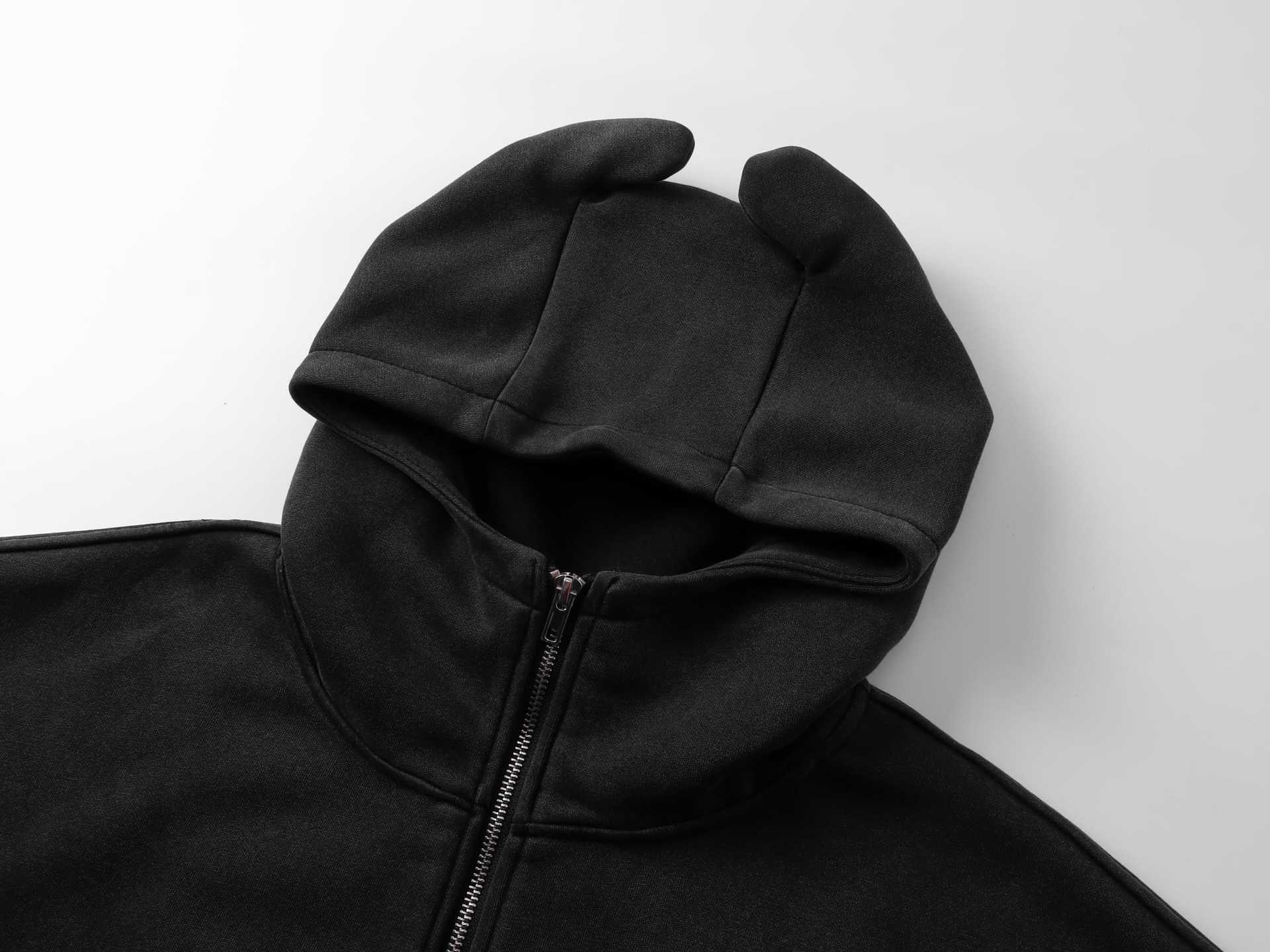 Jiayiku Men's  New American Street Hoodie Spring And Autumn Deviruchi Ear Washed Cardigan Zipper Sweater display picture 9