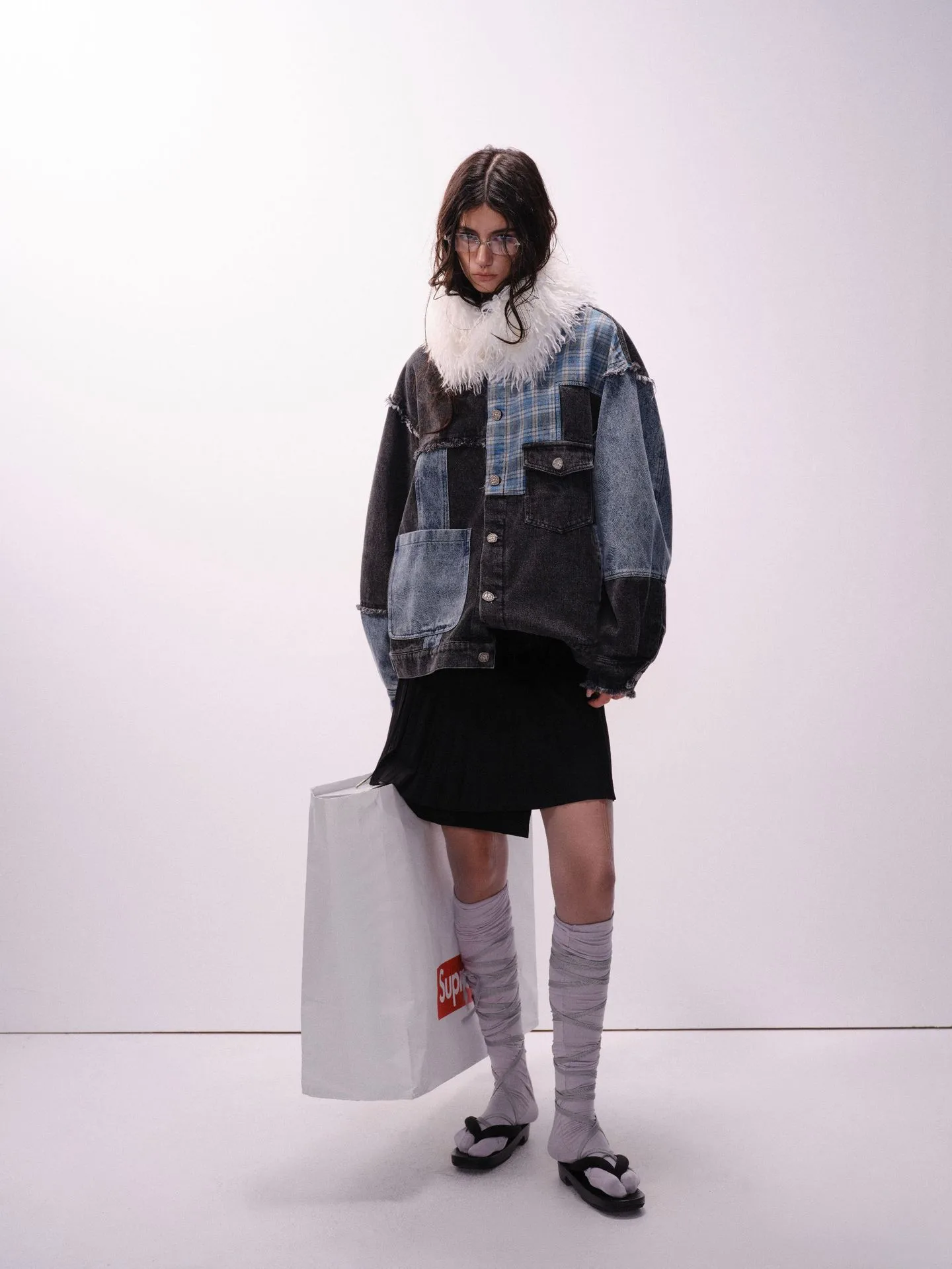 Jiayiku Tide Brand  Spring New American Retro Damaged Stitching Wash Denim Jacket Antique Feeling Coat display picture 10