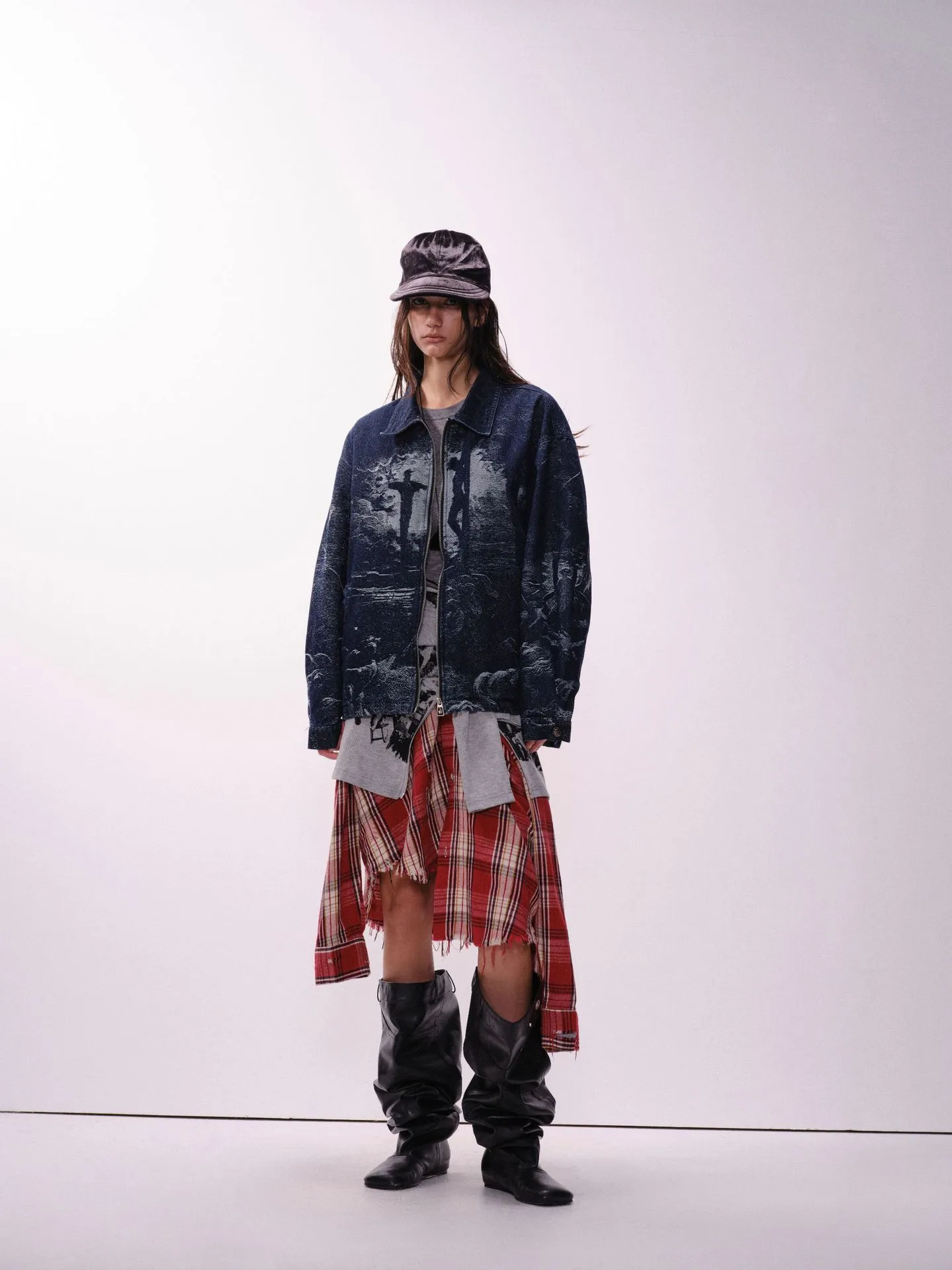 Jiayiku Tide Brand  Spring New American Retro Dark Jacquard Texture Denim Jacket Personality Coat display picture 10