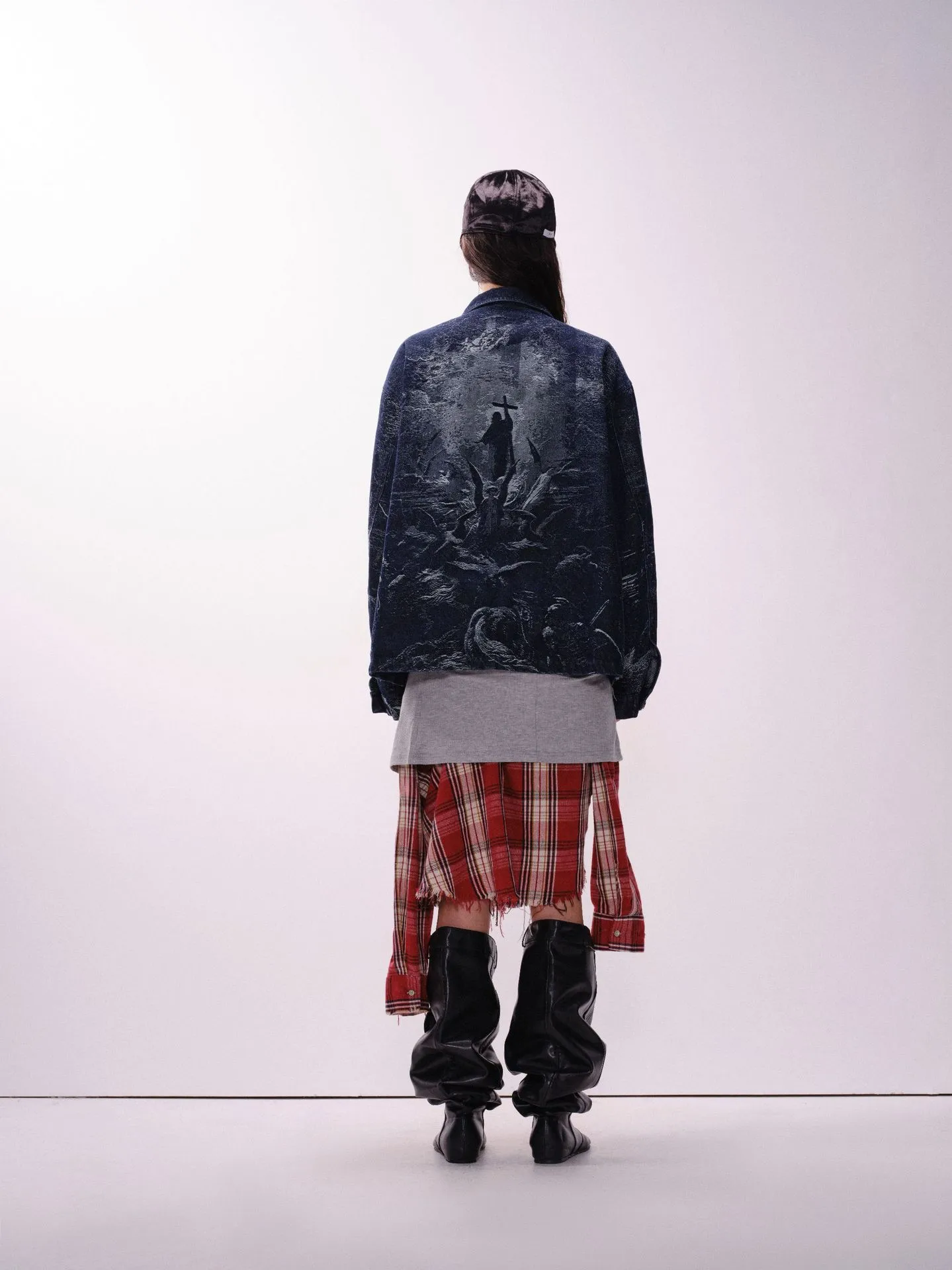 Jiayiku Tide Brand  Spring New American Retro Dark Jacquard Texture Denim Jacket Personality Coat display picture 12