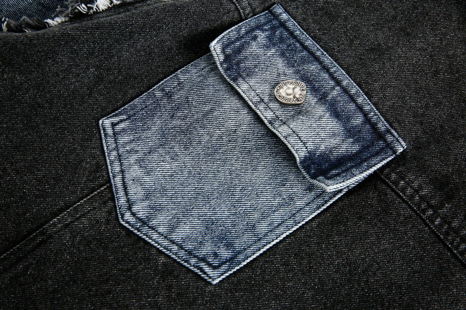 Jiayiku Tide Brand  Spring New American Retro Damaged Stitching Wash Denim Jacket Antique Feeling Coat display picture 20