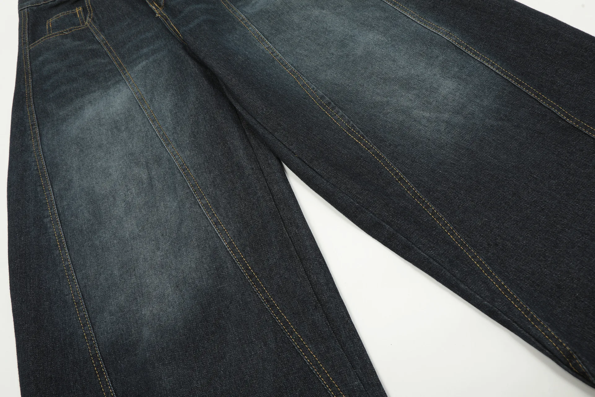 Jiayiku Fashion Brand  American Vintage Vibe Personalized Stitching Washed Jeans Men's And Women's Wide Leg Machete Trousers display picture 13