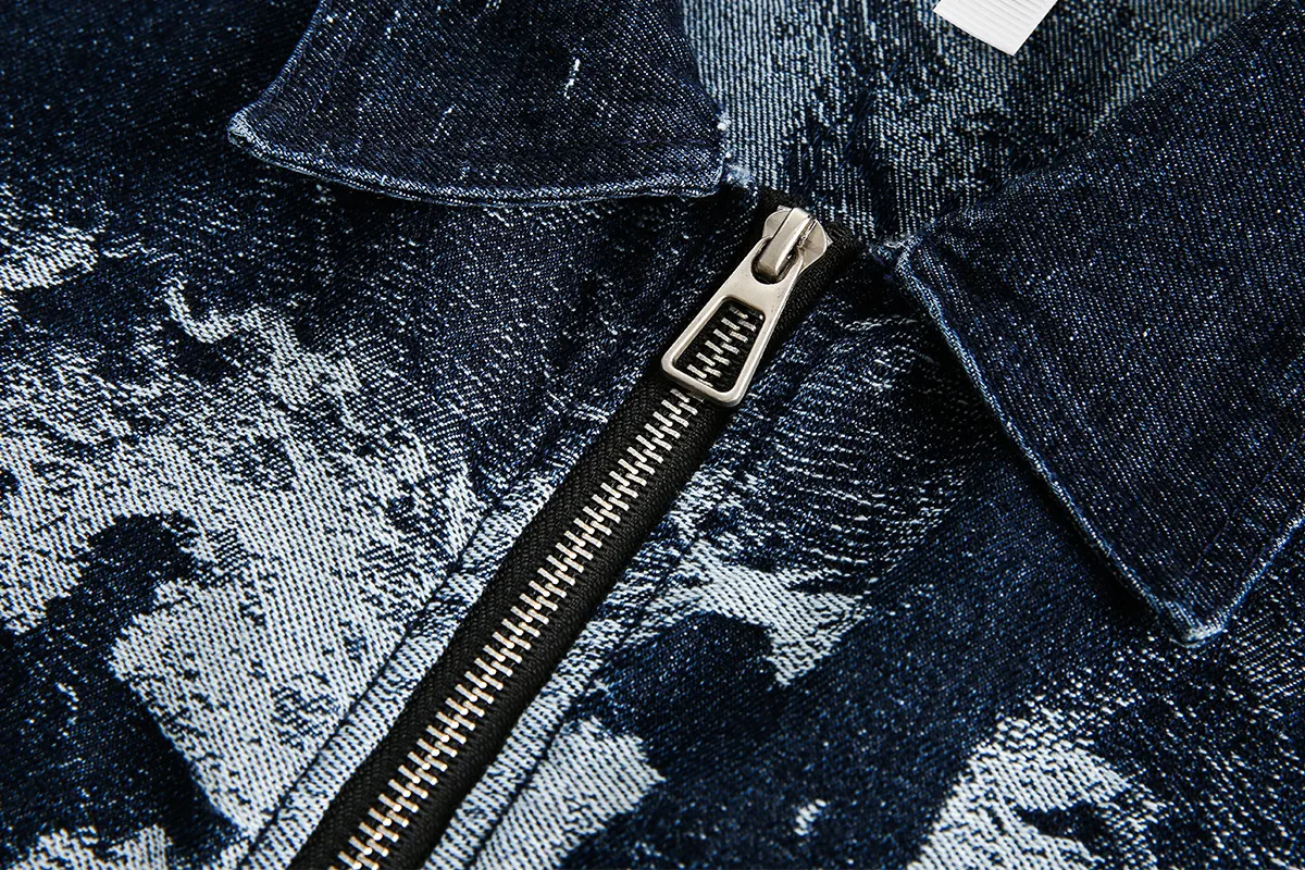 Jiayiku Tide Brand  Spring New American Retro Dark Jacquard Texture Denim Jacket Personality Coat display picture 17