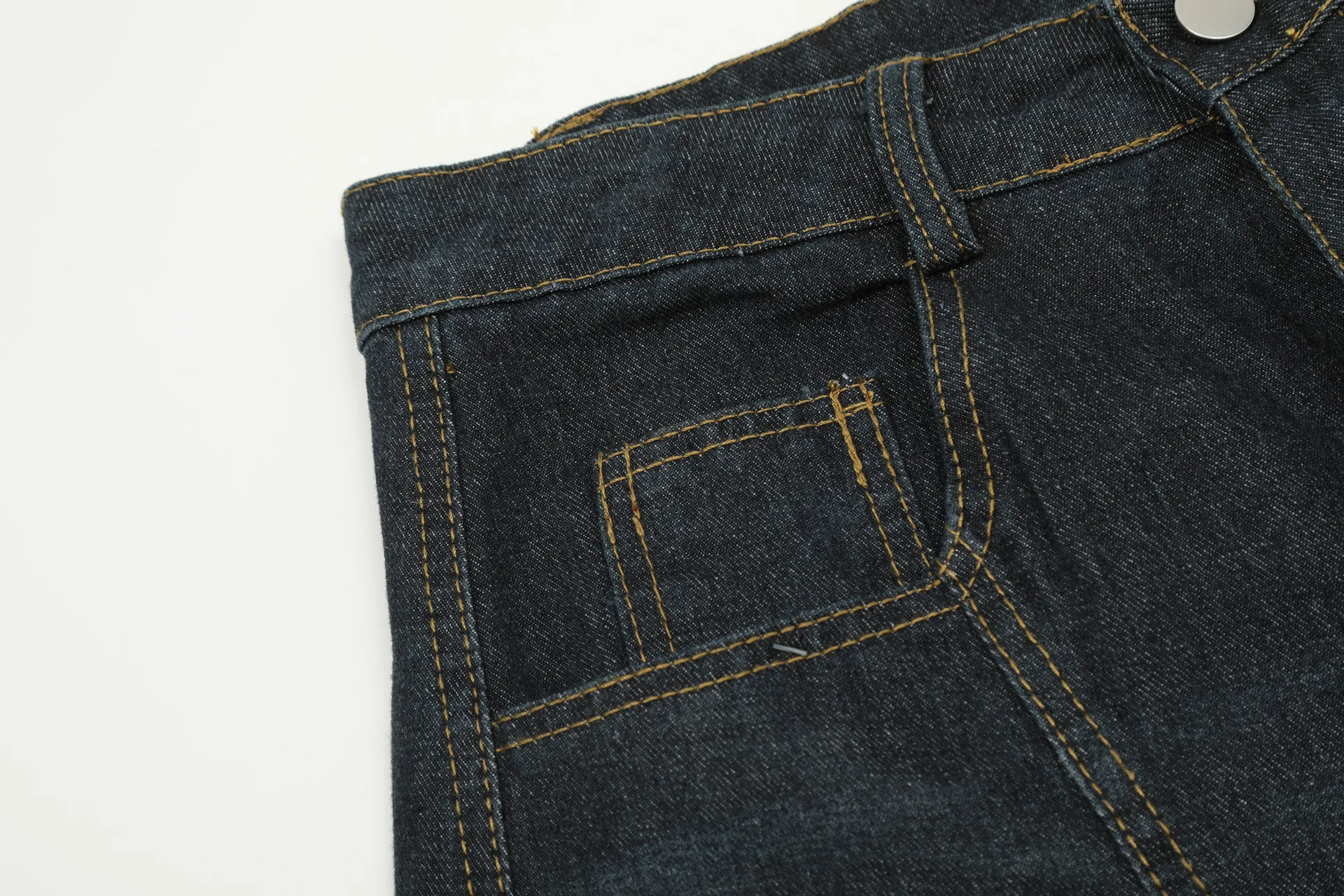 Jiayiku Fashion Brand  American Vintage Vibe Personalized Stitching Washed Jeans Men's And Women's Wide Leg Machete Trousers display picture 17