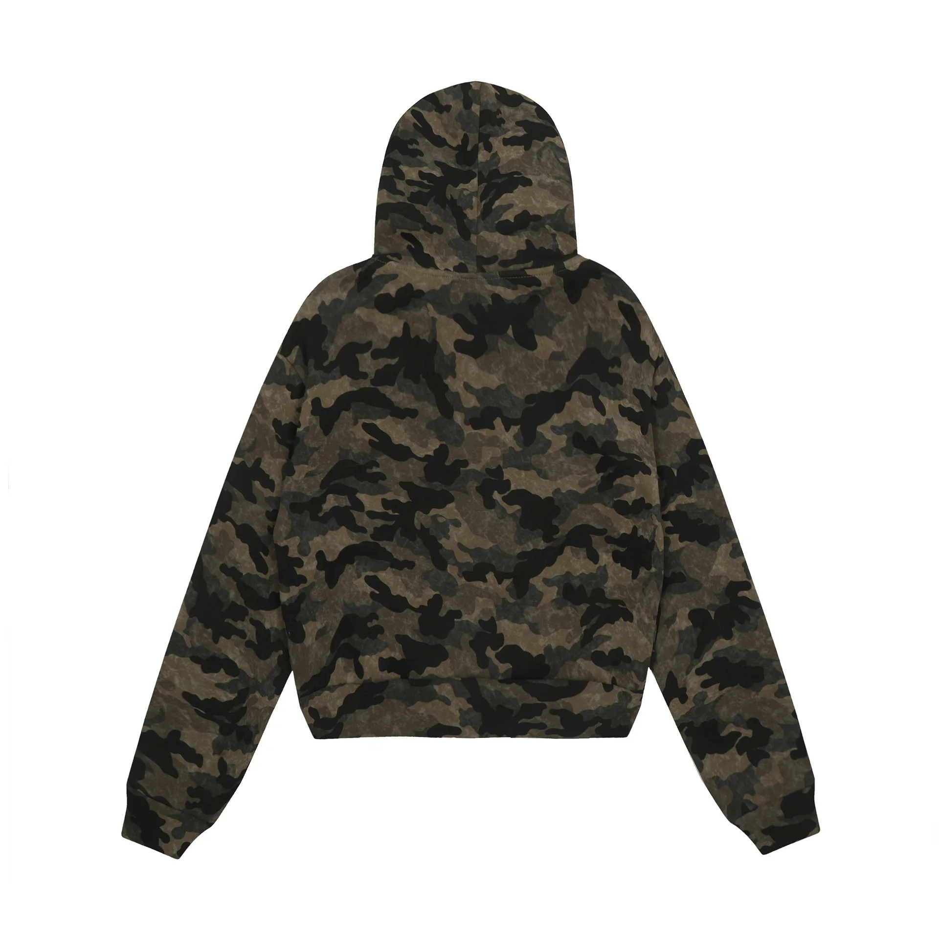 Jiayiku Fashion Brand  New American Style Retro Fur Collar Camouflage Rhinestone Hoodie Short Jacket Cardigan Zipper Sweater display picture 3