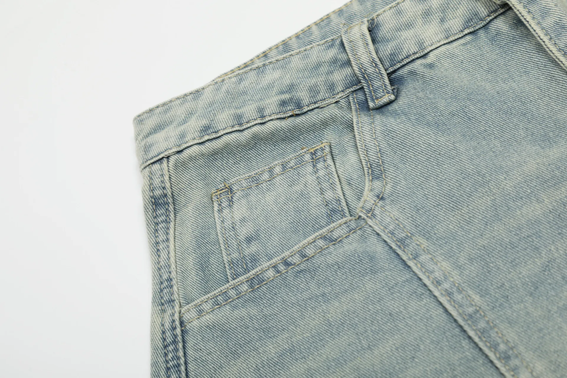 Jiayiku Fashion Brand  American Vintage Vibe Personalized Stitching Washed Jeans Men's And Women's Wide Leg Machete Trousers display picture 26