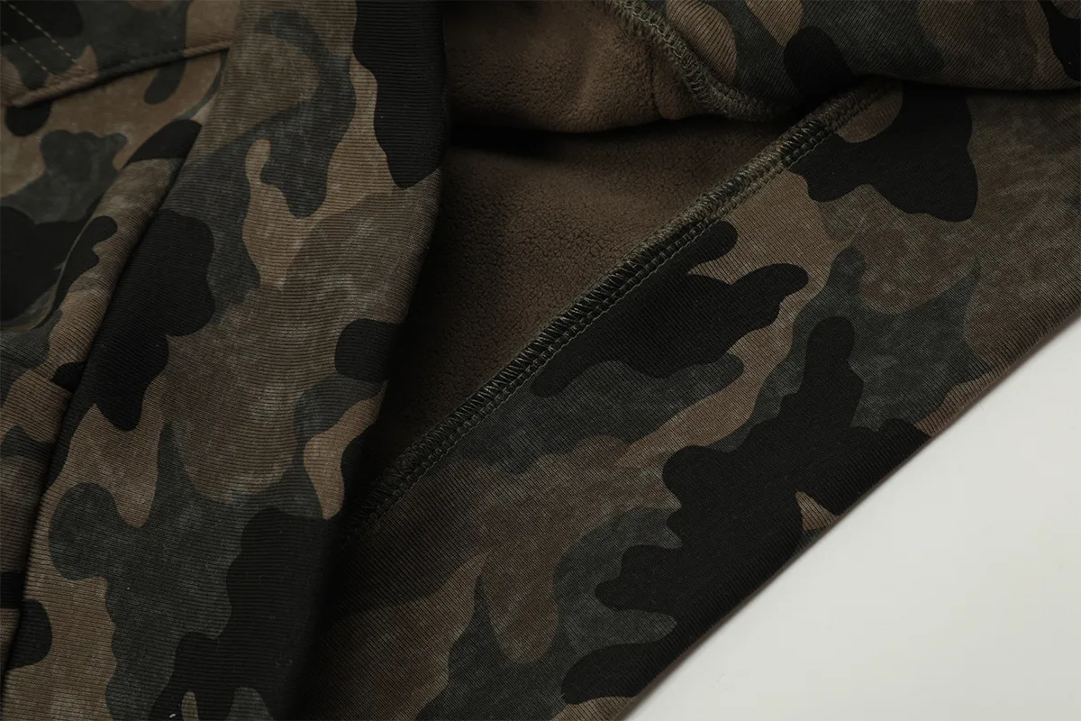 Jiayiku Fashion Brand  New American Style Retro Fur Collar Camouflage Rhinestone Hoodie Short Jacket Cardigan Zipper Sweater display picture 11