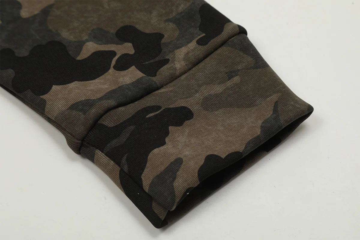 Jiayiku Fashion Brand  New American Style Retro Fur Collar Camouflage Rhinestone Hoodie Short Jacket Cardigan Zipper Sweater display picture 12