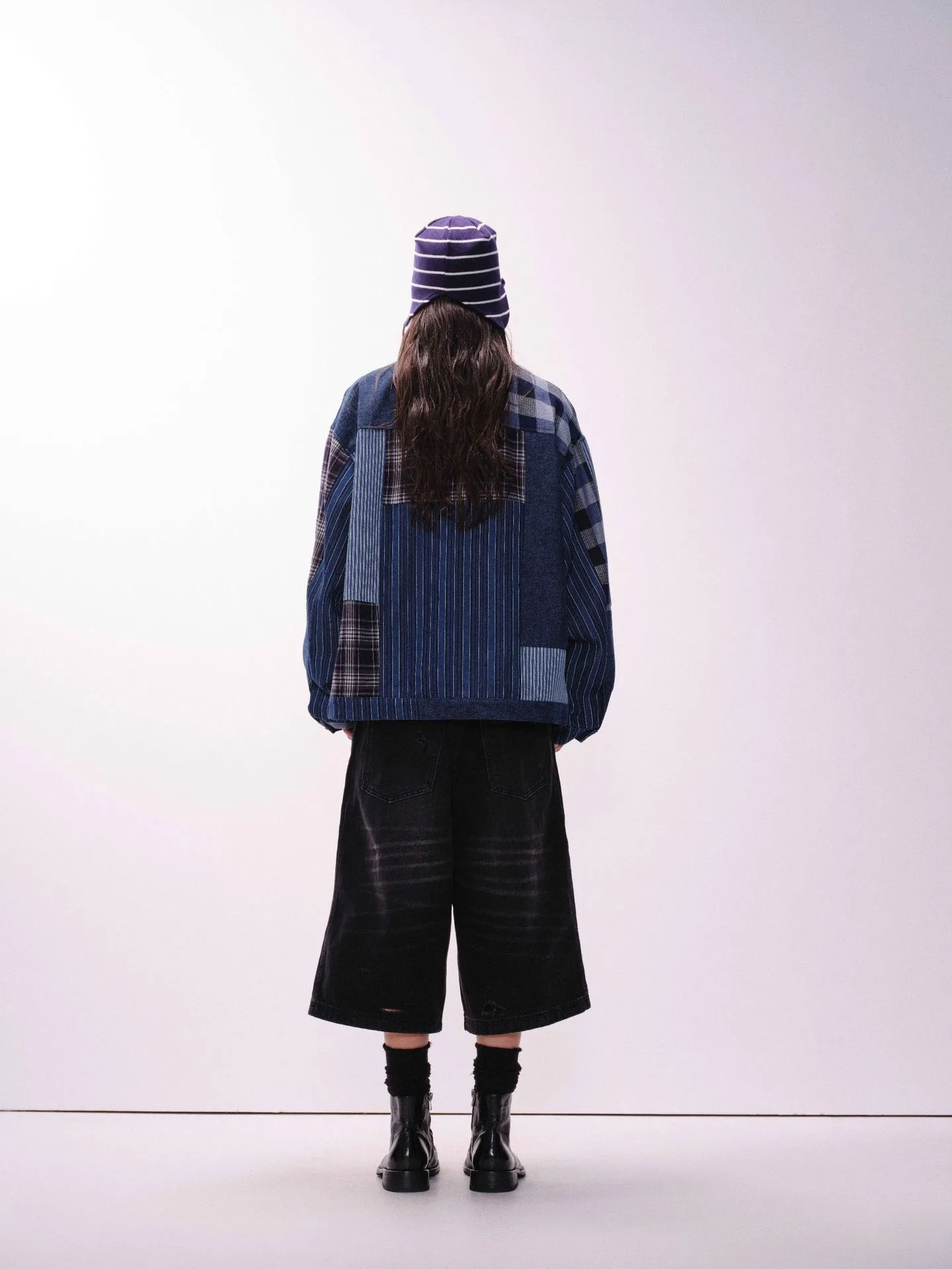 Jiayiku Tide Brand  Autumn And Winter New American Retro Contrast Color Patch Design Denim Jacket Antique Feeling Coat display picture 9