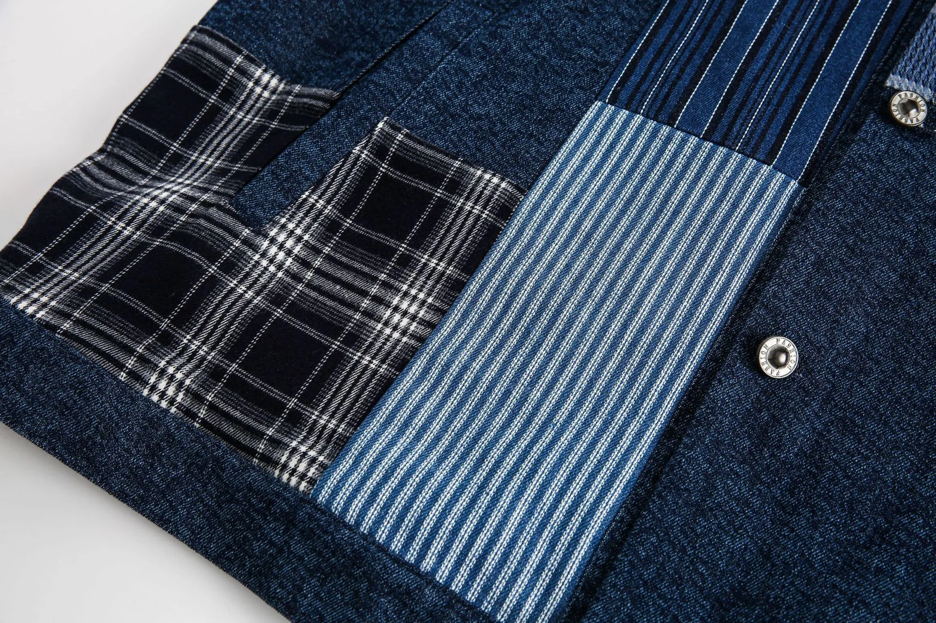Jiayiku Tide Brand  Autumn And Winter New American Retro Contrast Color Patch Design Denim Jacket Antique Feeling Coat display picture 18