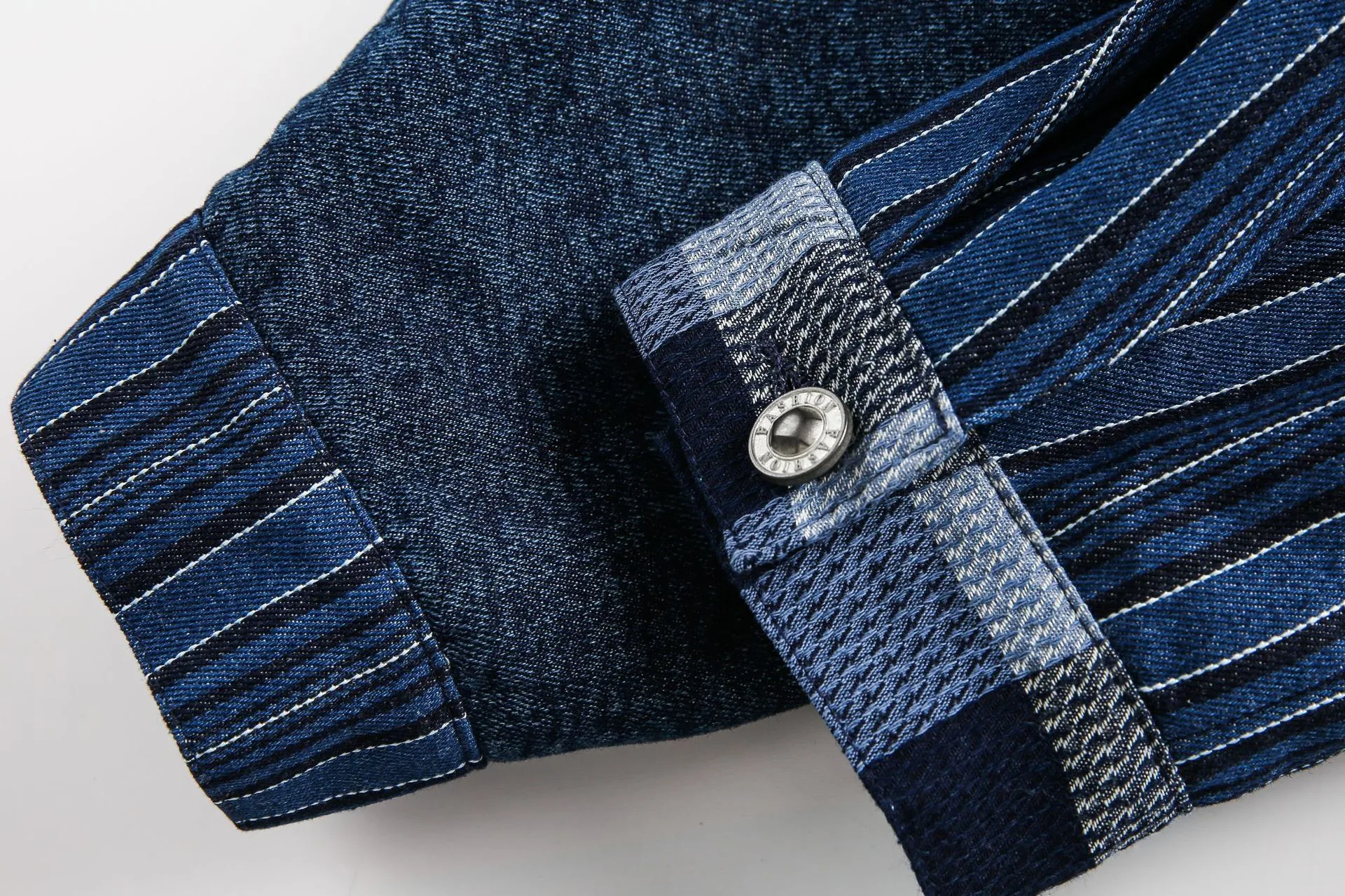 Jiayiku Tide Brand  Autumn And Winter New American Retro Contrast Color Patch Design Denim Jacket Antique Feeling Coat display picture 20