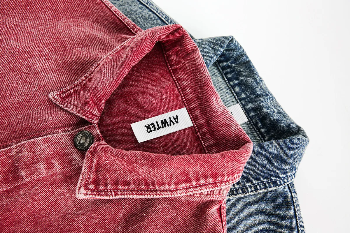 Jiayiku Men's  Spring New American Retro Stitching Plaid Wash Denim Jacket Fake Two-Piece Jacket display picture 25