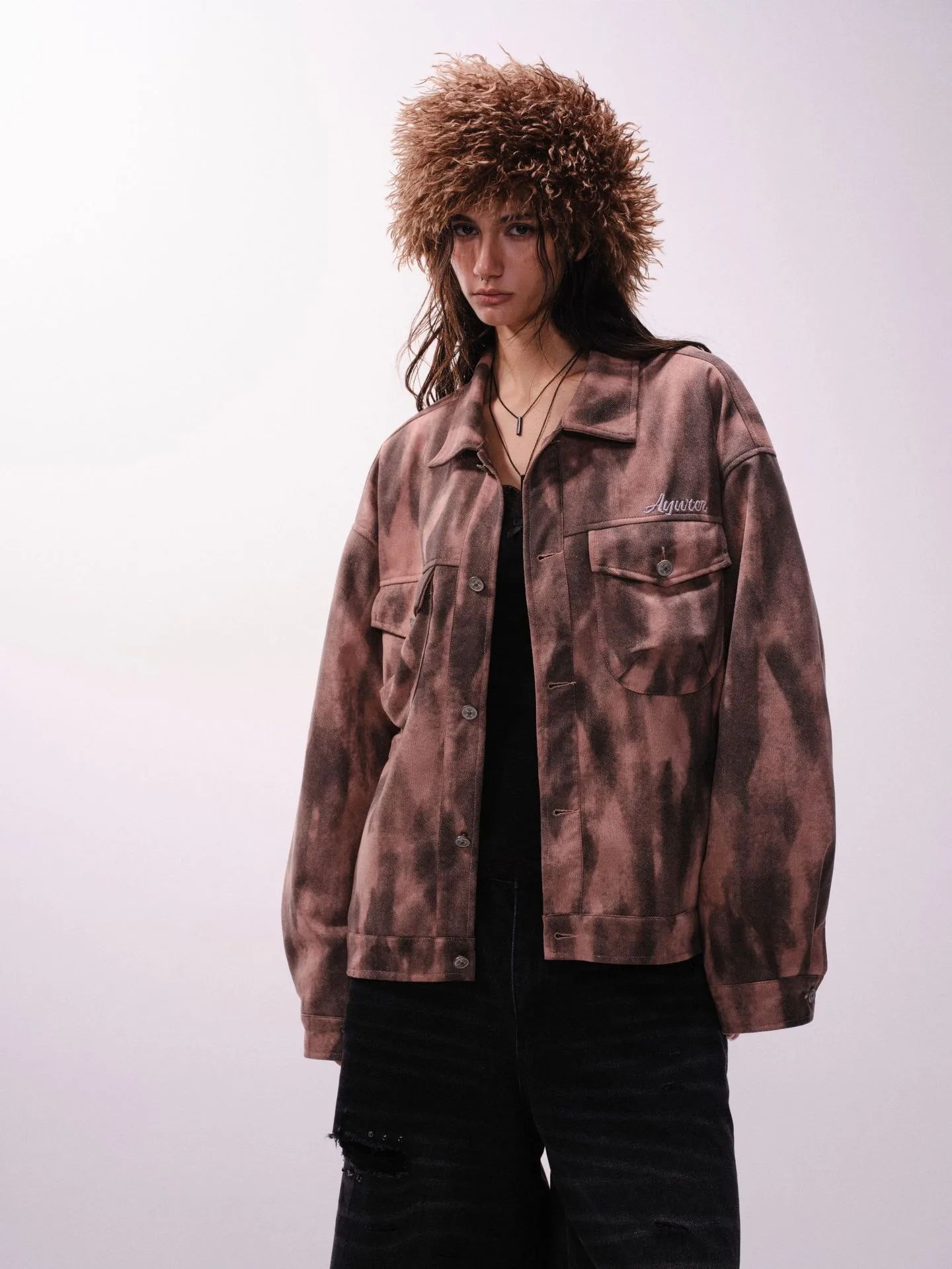 Jiayiku Men's  Spring New American Retro Diablo Graffiti Figure Suede Tooling Jacket Coat display picture 4