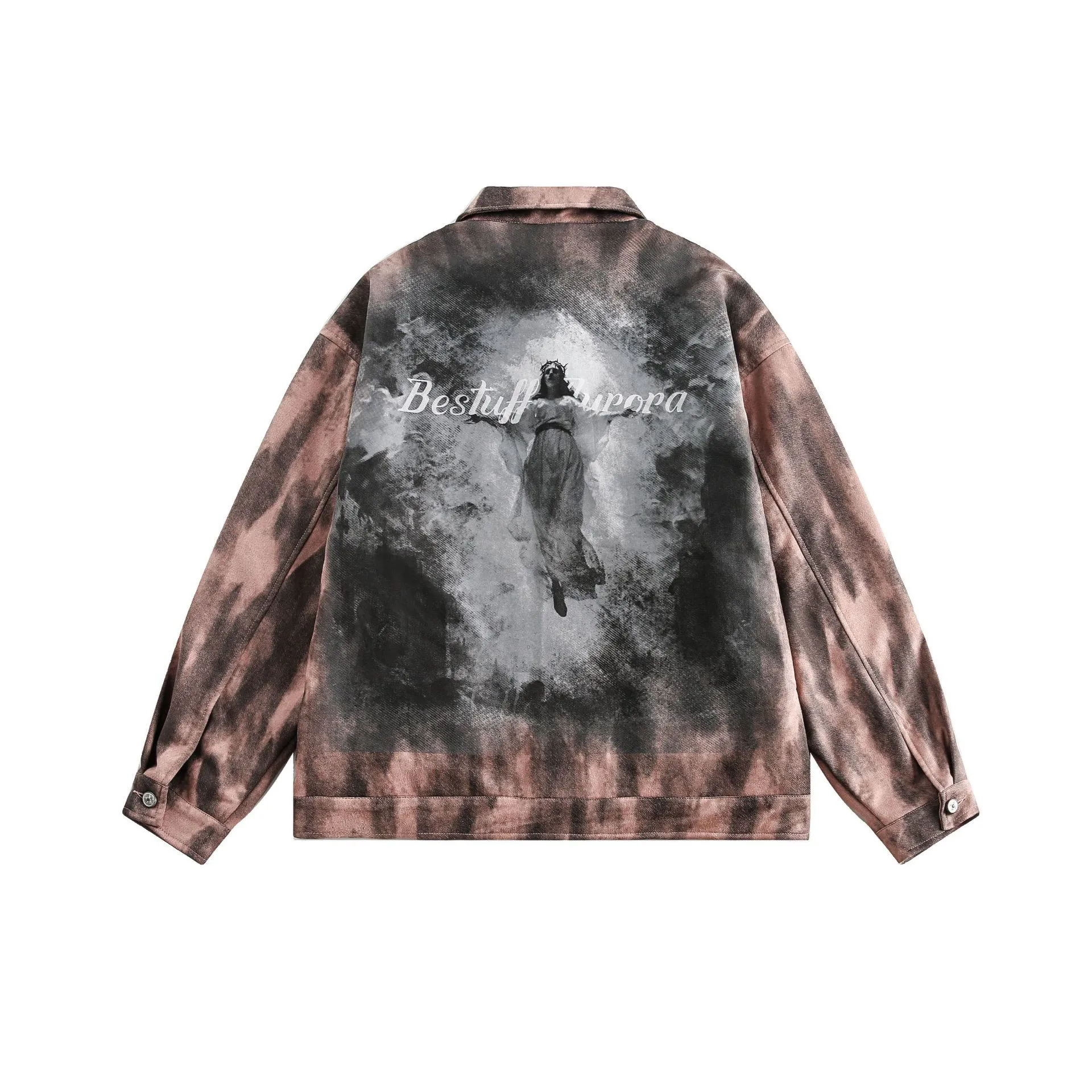 Jiayiku Men's  Spring New American Retro Diablo Graffiti Figure Suede Tooling Jacket Coat display picture 13