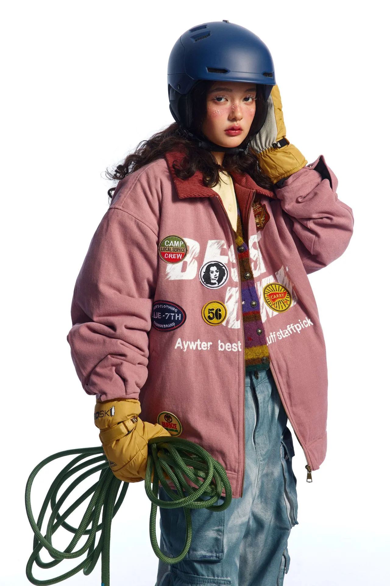 Jiayi Library Men's  New Winter Warm Cotton Coat American Vintage Washed Printed Couple's Cotton Coat Jacket display picture 14
