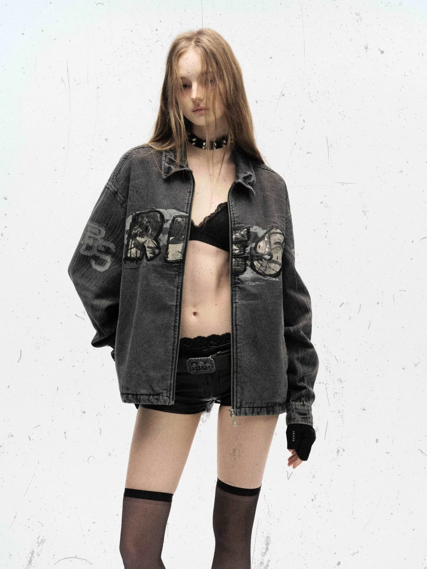 Jiayiku Men's  Spring New American Retro Camouflage Stitching Embroidered Denim Jacket Motorcycle Jacket display picture 3