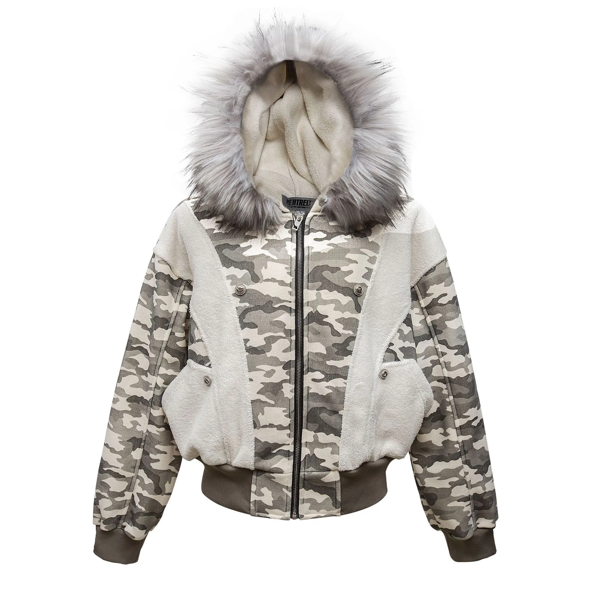 Jiayiku Men's  New Winter Camouflage Cotton-padded Coat Coat American Trendy Contrast Color Stitching Plus Fluffy Collar Cotton-padded Coat display picture 4