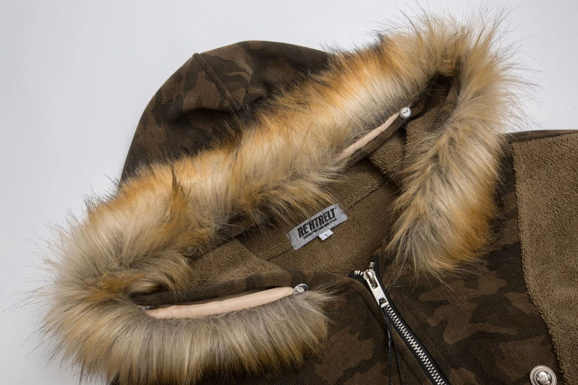 Jiayiku Men's  New Winter Camouflage Cotton-padded Coat Coat American Trendy Contrast Color Stitching Plus Fluffy Collar Cotton-padded Coat display picture 6