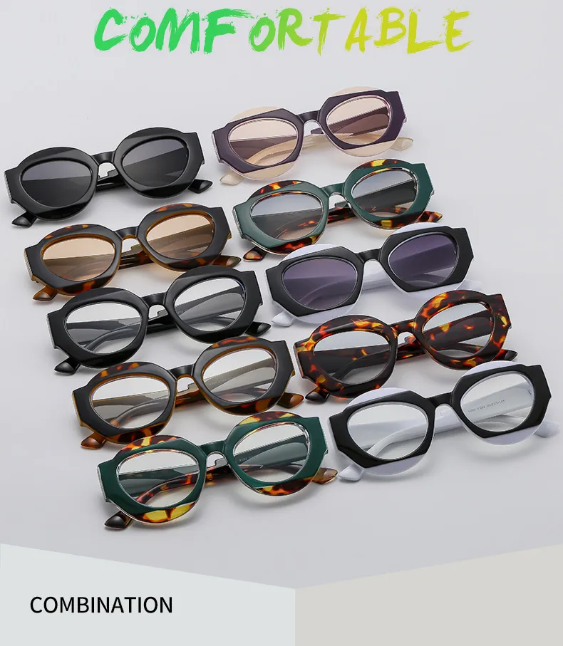Outu Original Design Color Matching Geometric Sunglasses 4394 Men's Fashion Personality Gorgeous Sunglasses Plain Glasses display picture 3